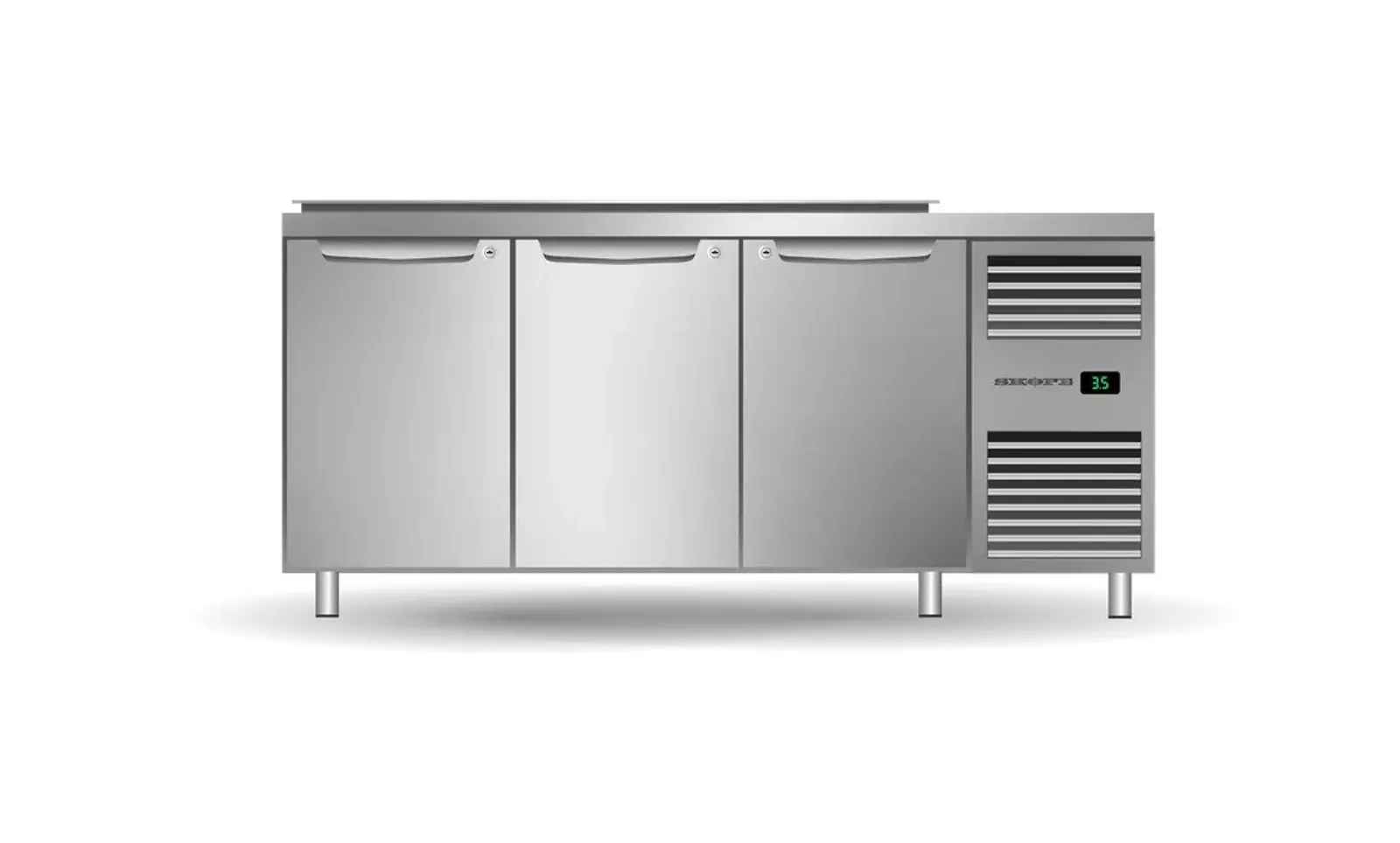 SKOPE PG13.PPS.DC.3.SD.RH - 3 Solid Door Salad Preparation GN1/3 Right Hand Fridge