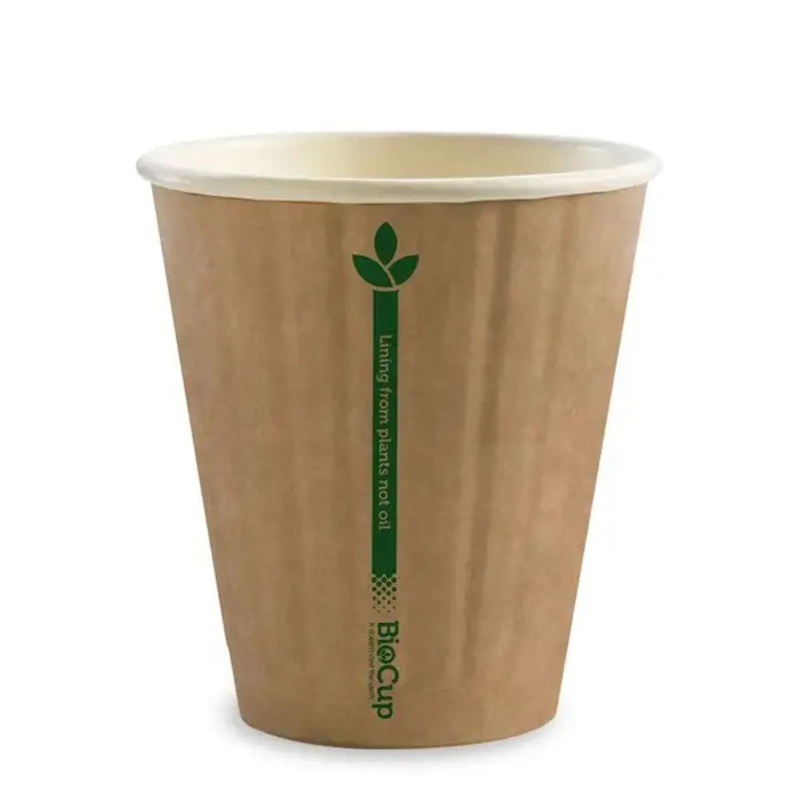 BioPak BCK-8DW-GL  - 350ml / 12oz (80mm) Kraft Green Line Double Wall BioCup