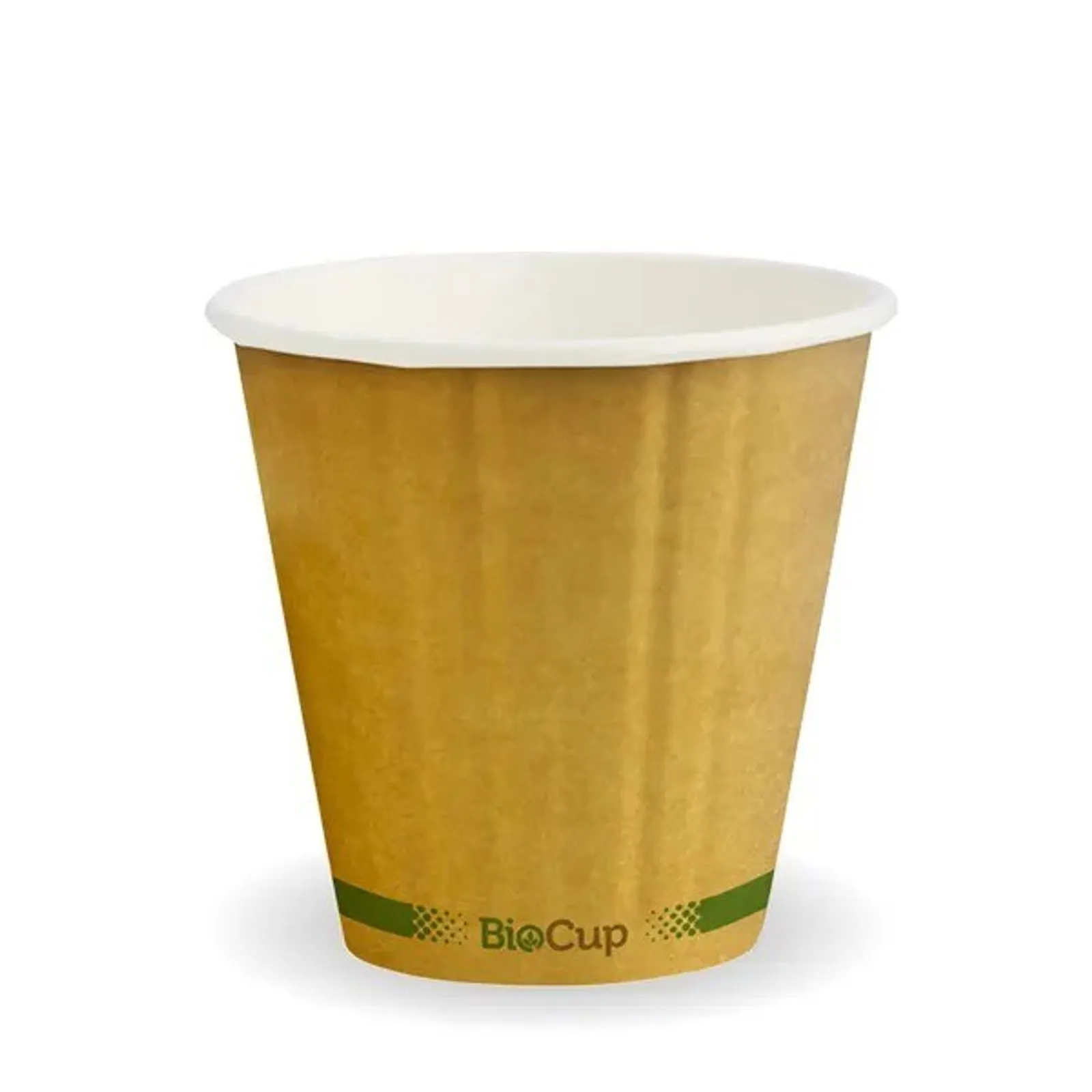 BioPak BCK-8DW-GS-90-V2 - 295ml / 8oz (90mm) Kraft Green Stripe Double Wall BioCup