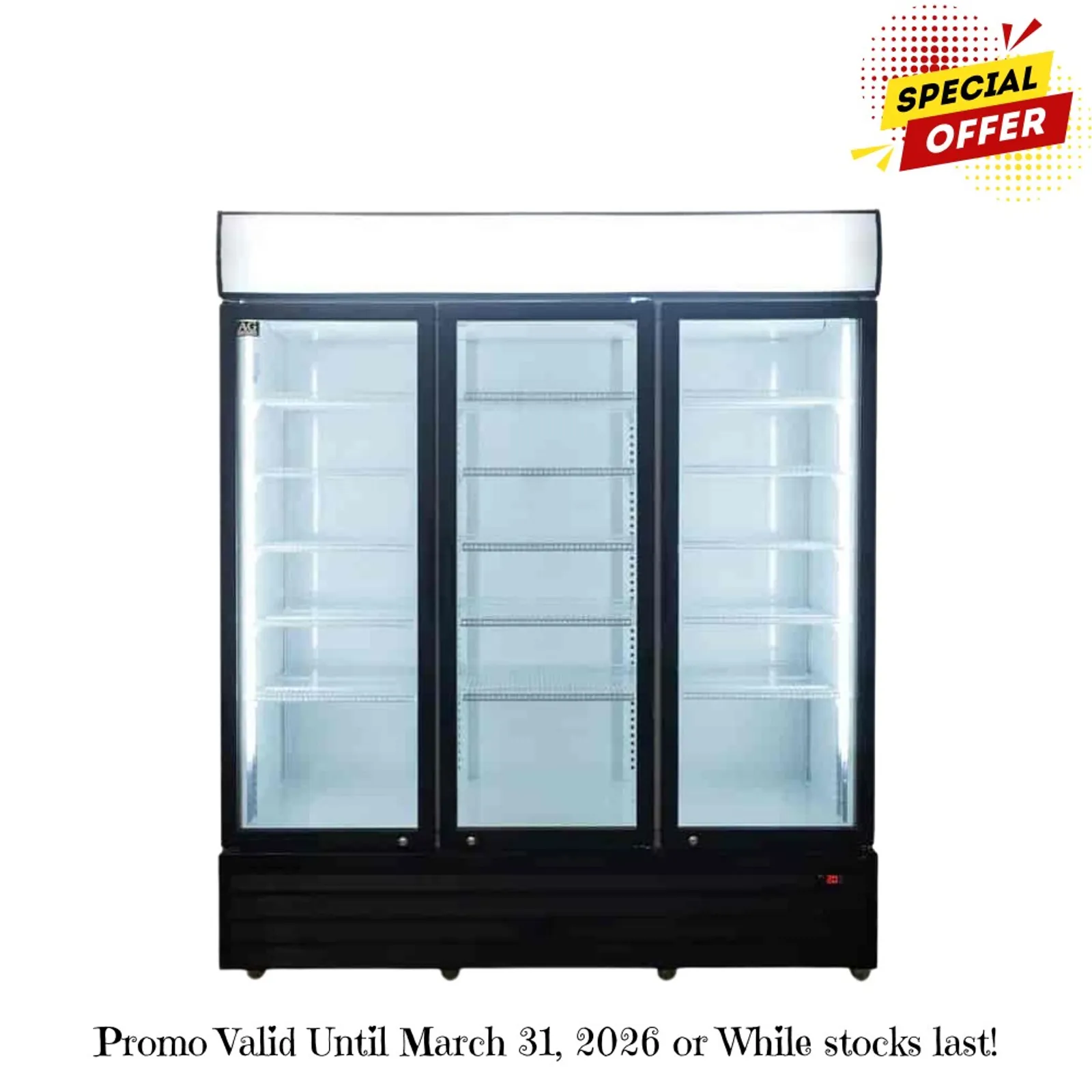 AG Equipment CU1500TNG - 1500L Triple Door Upright Display Fridge - Glass Door