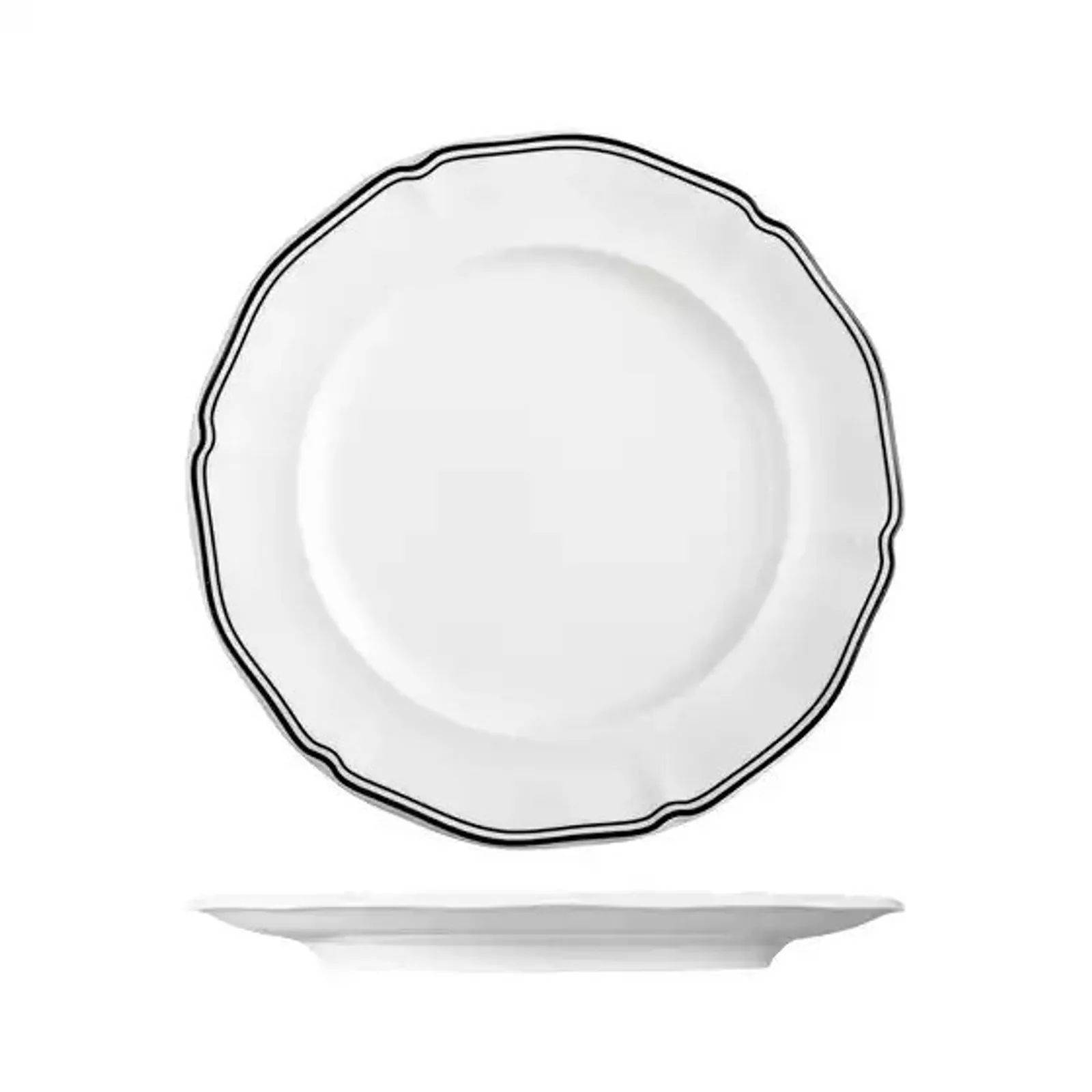 Luzerne 94354-BK - Astoria Ink Scalloped Round Plate - Wide Rim  270mm