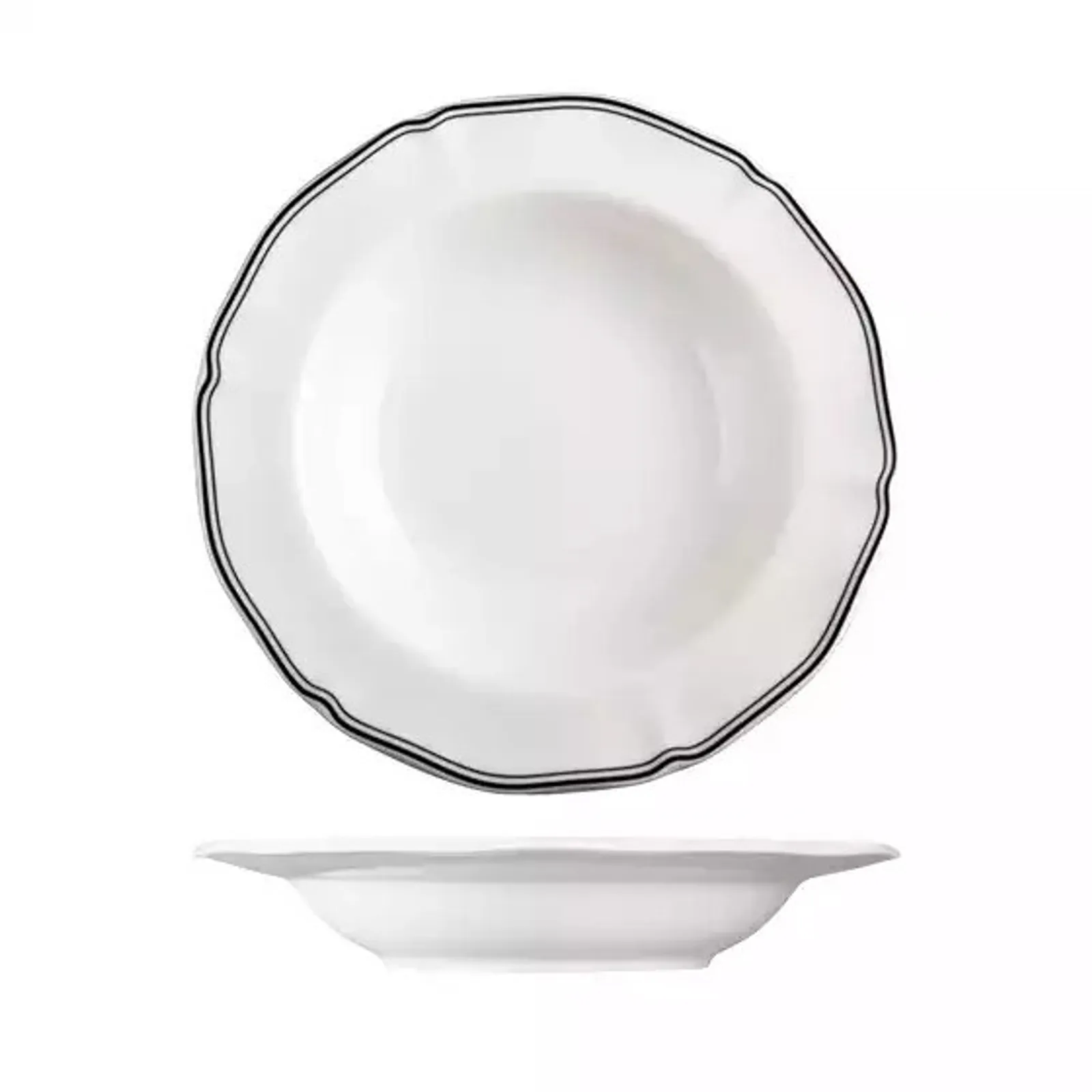 Luzerne 94359-BK - Astoria Ink Scalloped Soup / Pasta Bowl - Wide Rim 265mm