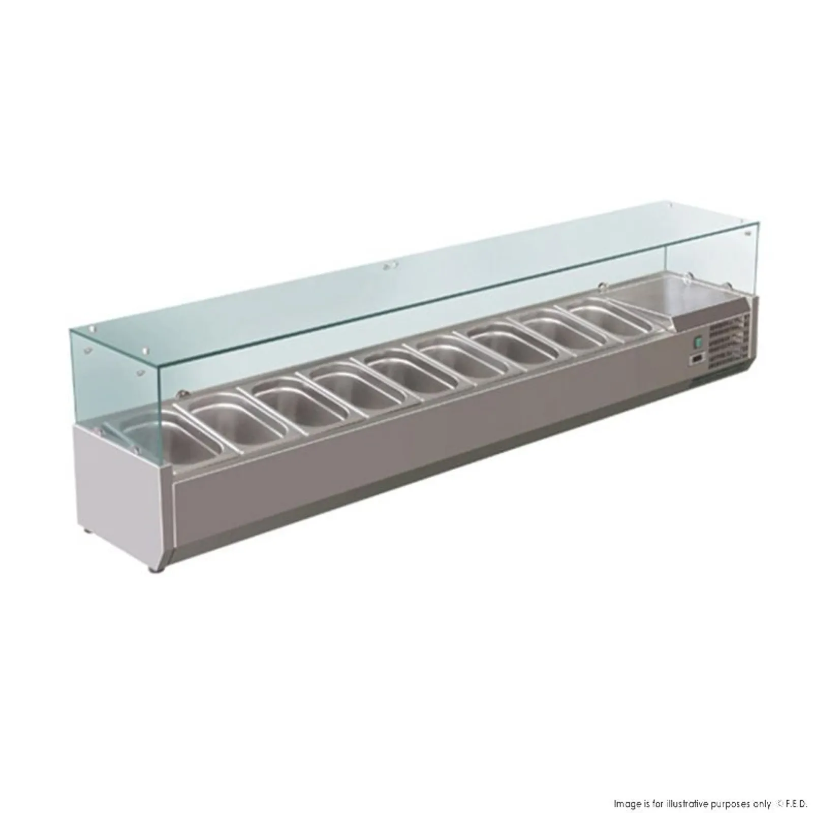 FED-X XVRX2000/380 - Flat Glass Salad Bench 9 x 1/3GN - Clearance
