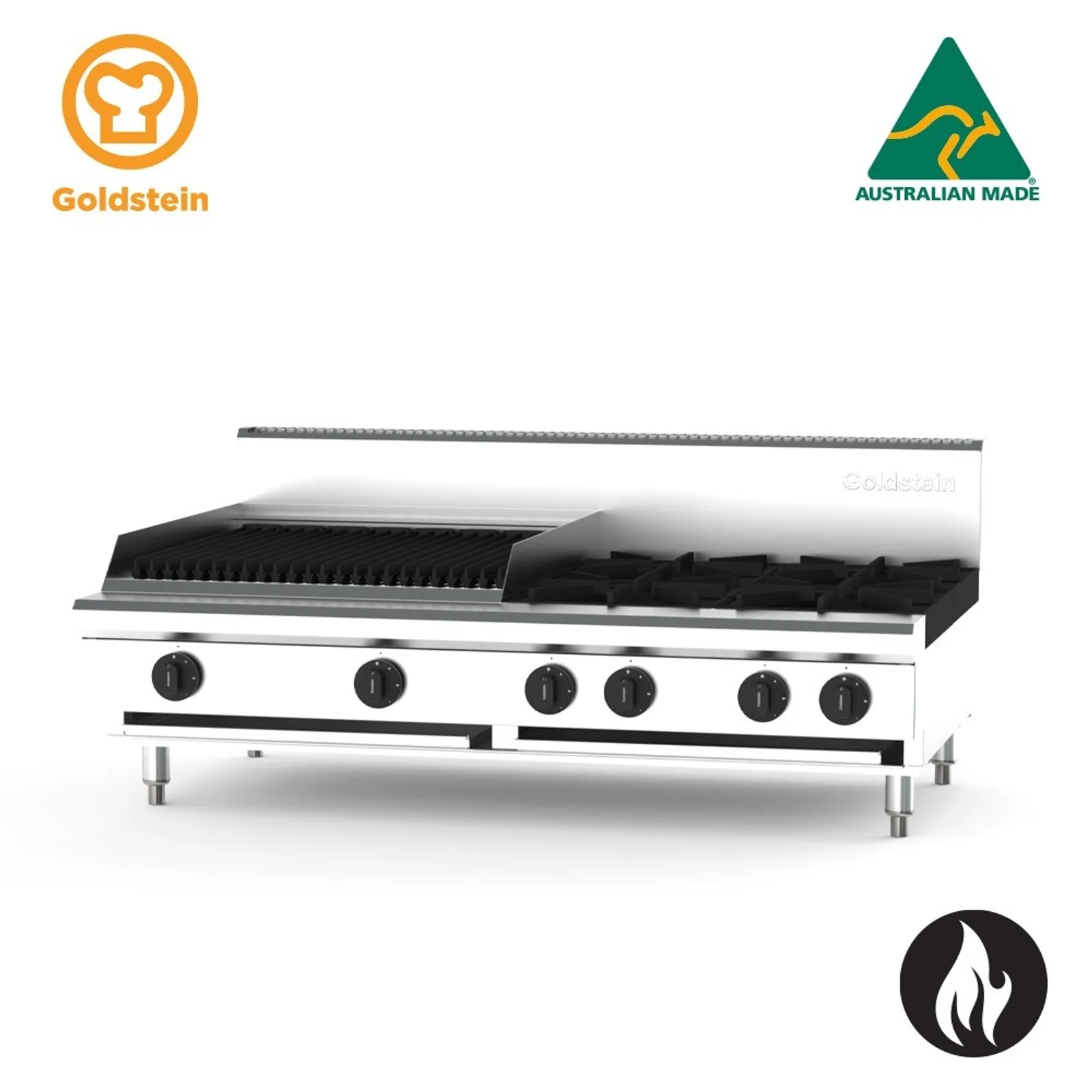 Goldstein PFB24Q4-X - 4 Burner and 610mm CharGrill Gas Cooktop