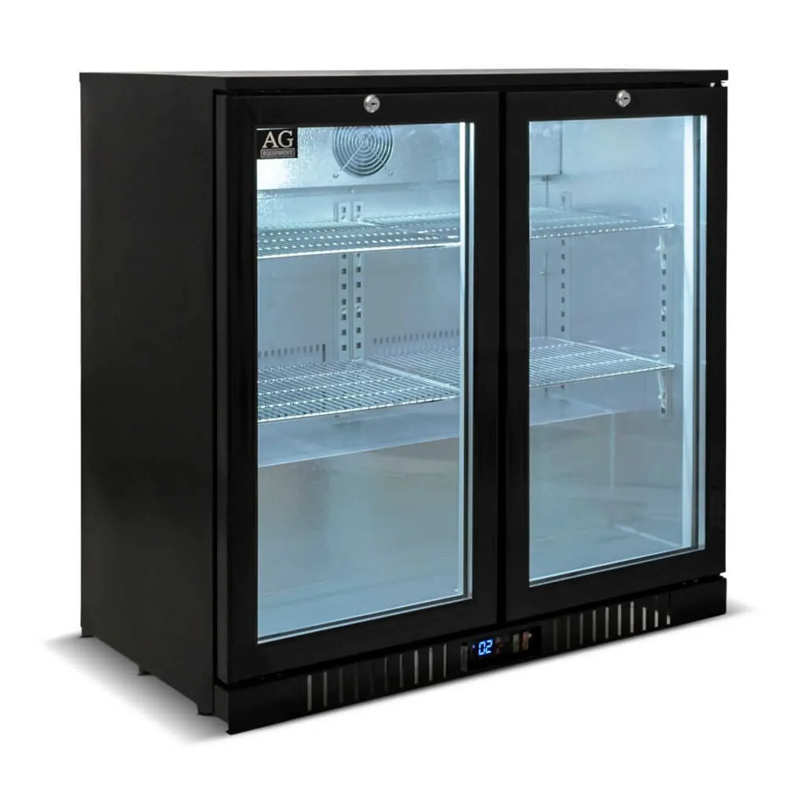 AG Equipment BEER2 - Twin Door Bar Fridge - Black Body & Doors
