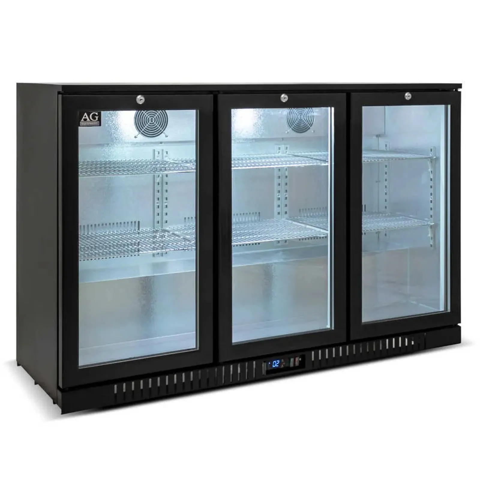 AG Equipment BEER3 - Three Door Bar Fridge - Black Body & Doors