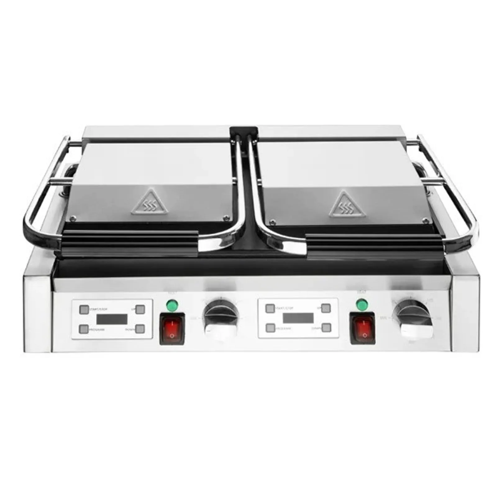 Apuro CU612-A - Double Contact Grill Flat Base Ribbed Top Plate