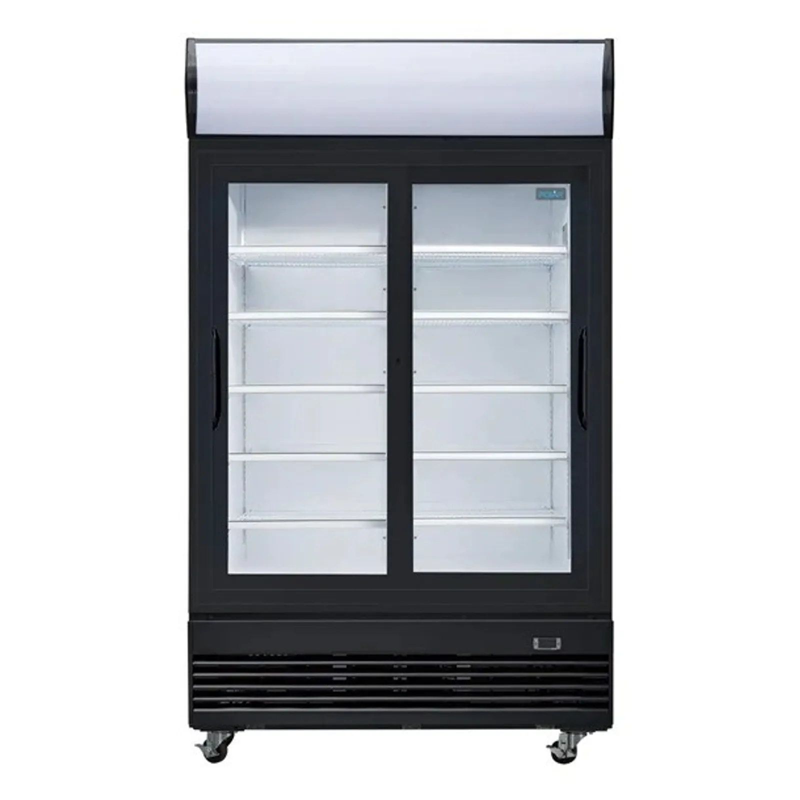Polar GM814-A G-Series - Upright Sliding Door Display Cooler with Light Box 950Ltr Black