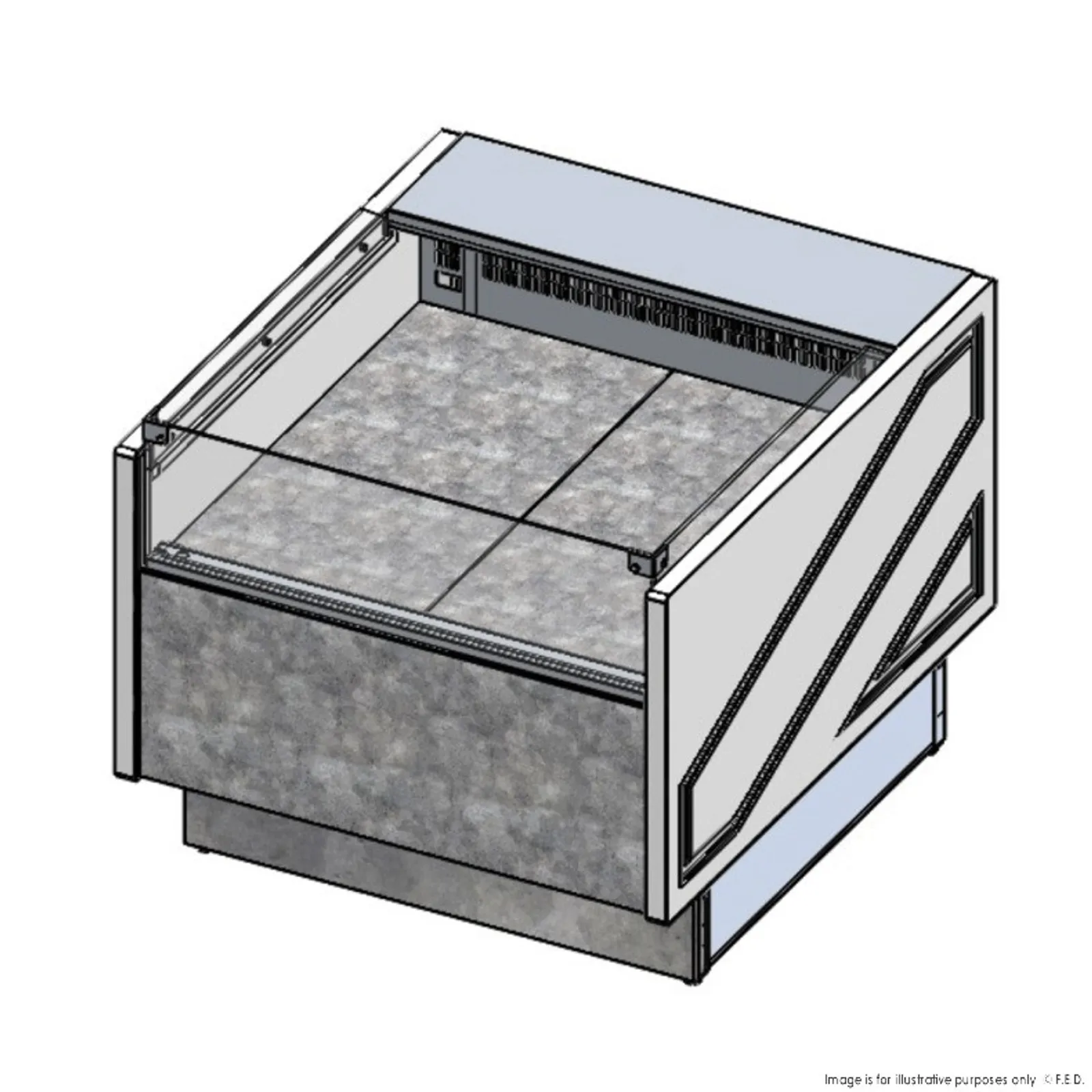 Tecnodom TDMR-0910SELF - Square Deli, Poultry & Meat Display Add On Units 900mm Depth Storage Surface