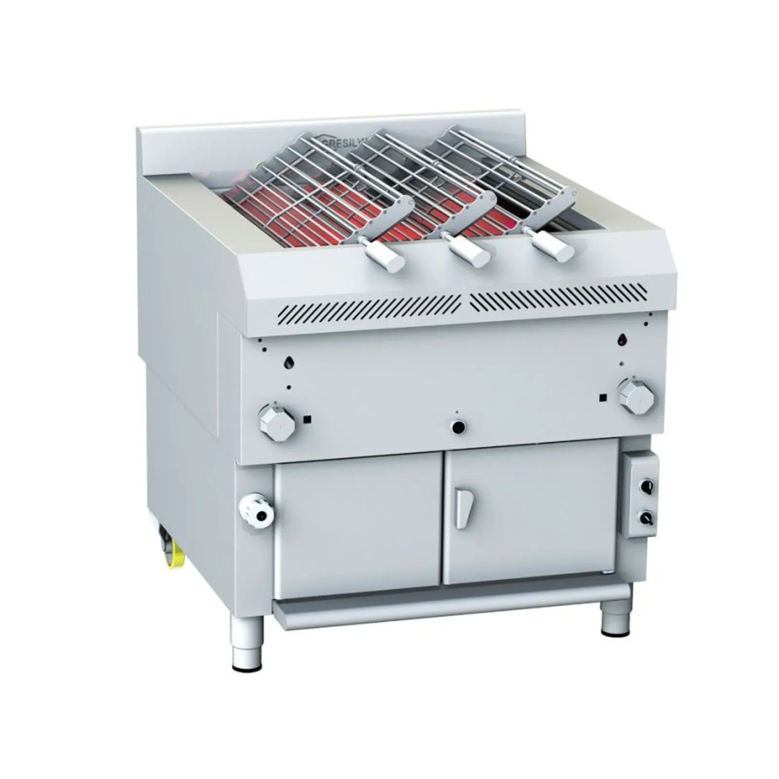 Gresilva GRE.R3.A10-1 - GHPI R3/850 Direct Heat Rotating Gas Triple Split Grill with Auto-Feed waterbath - Grill area 650mm W x 740mm D
