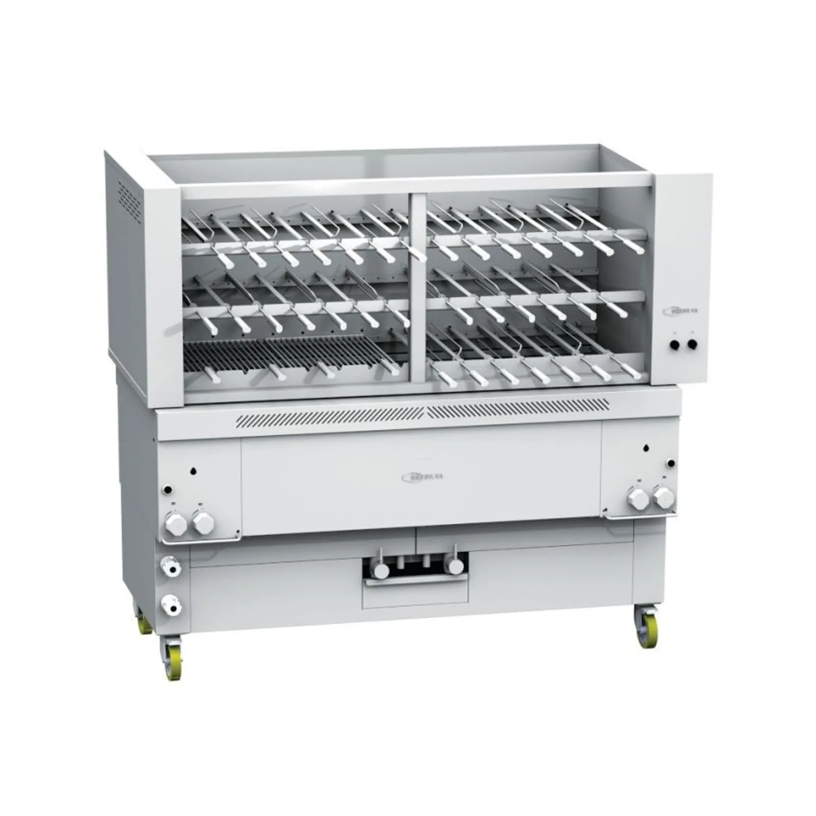 Gresilva GRE.R40.A10-1 - Rodizio Direct Heat Multifuction Gas Grill with Auto-Feed water bath | 40 Rotating Skewer Module | Fixed Grill area 1496mm x 478mm