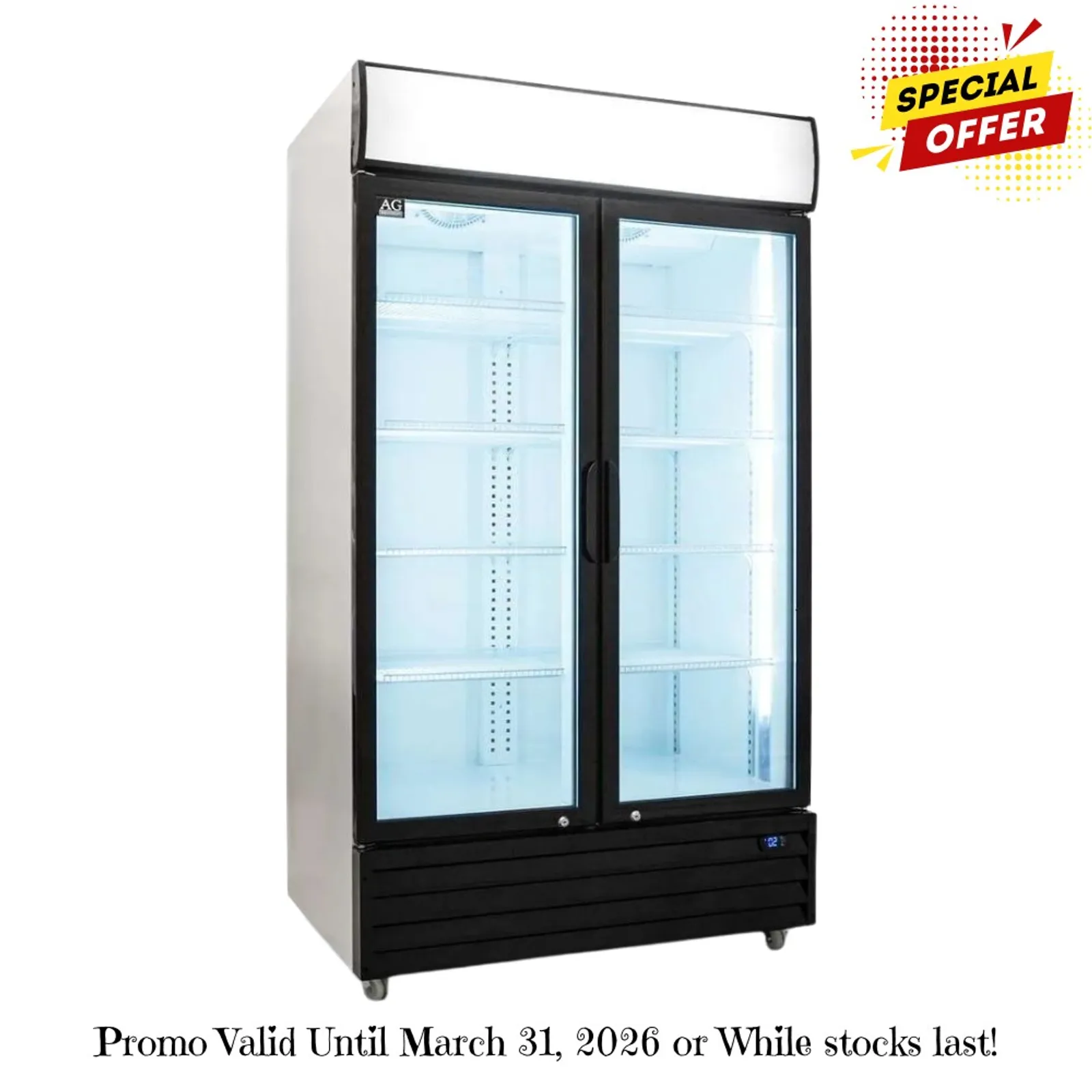 AG Equipment CU800TNG - 800L Double Door Upright Display Fridge - Glass Door