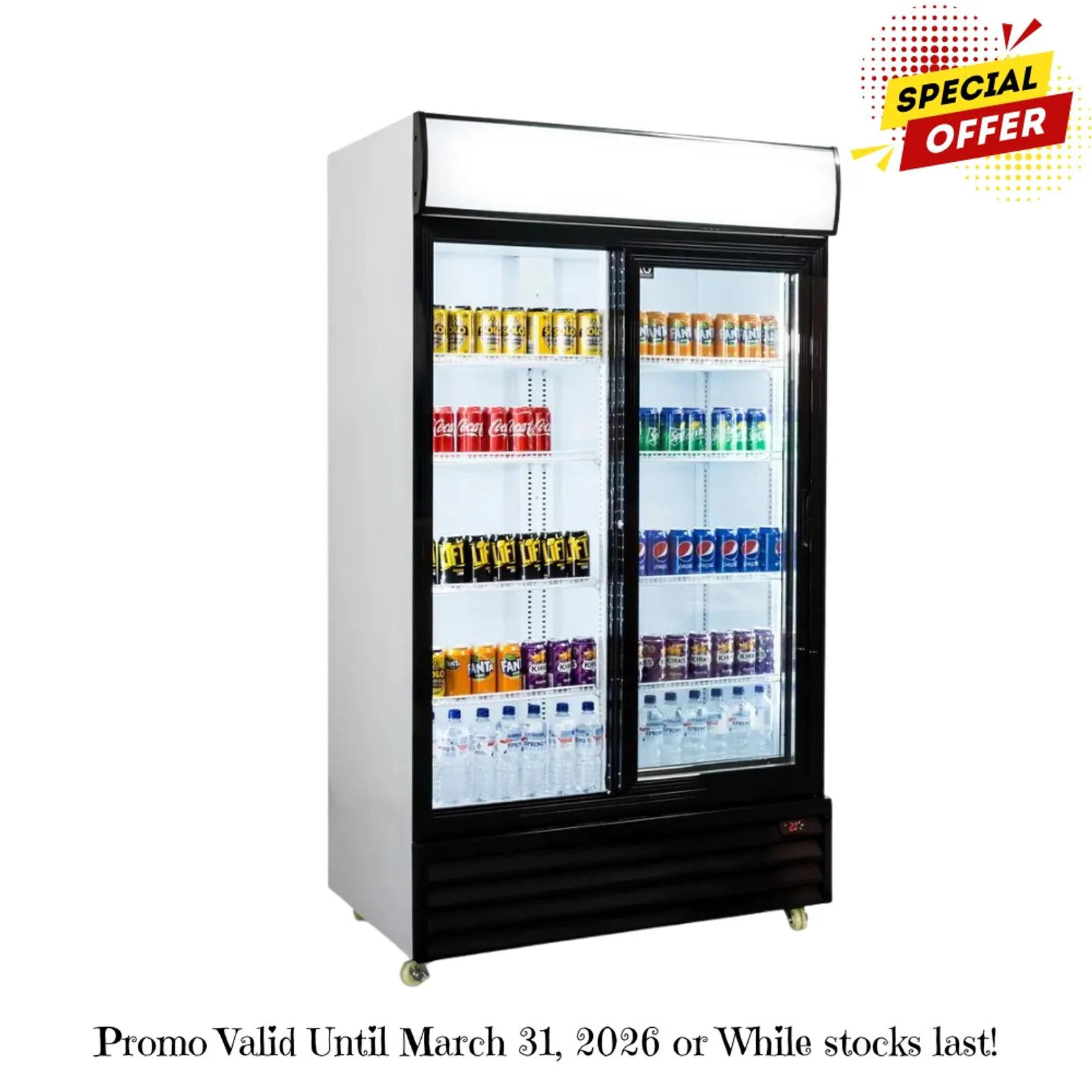 AG Equipment CU1000TNG-SD - 1000L Double Sliding Door Upright Display Fridge - Glass Door