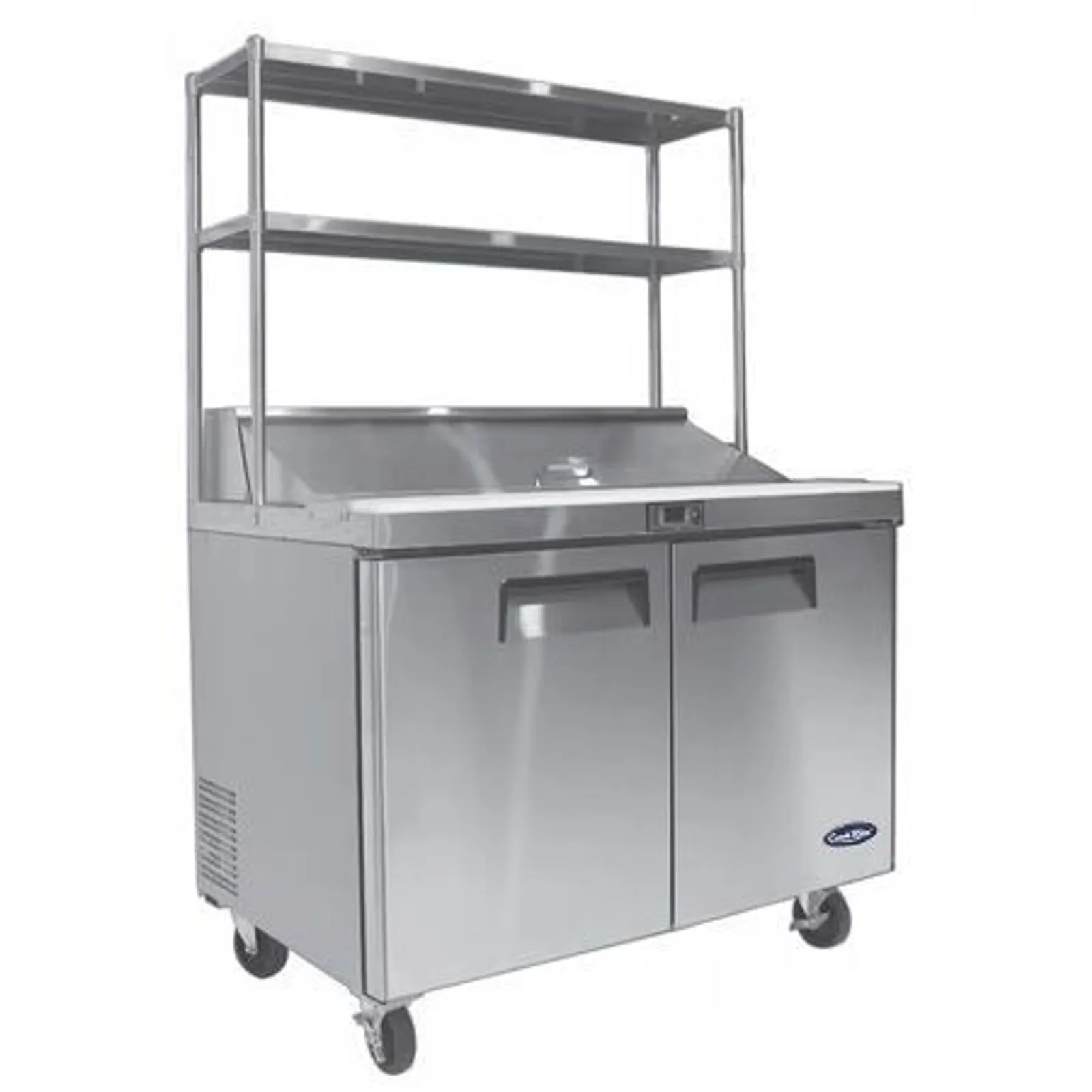 Atosa MSF8303OS - 2 Door Sandwich Prep Table Fridge with Over Shelf