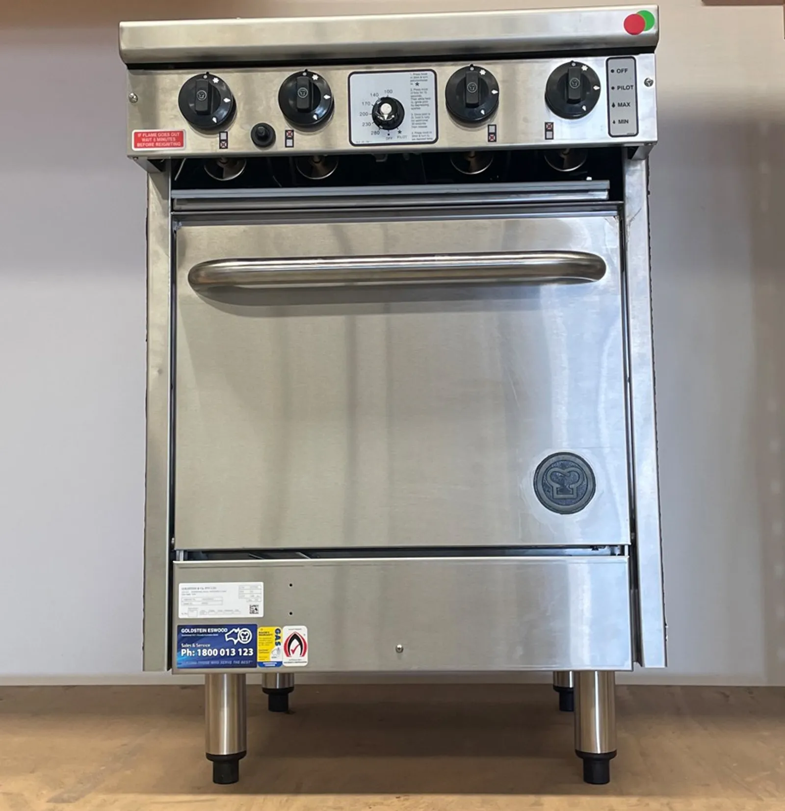Goldstein PF420 Oven Range 4 Open Burners Gas Static Oven - Clearance
