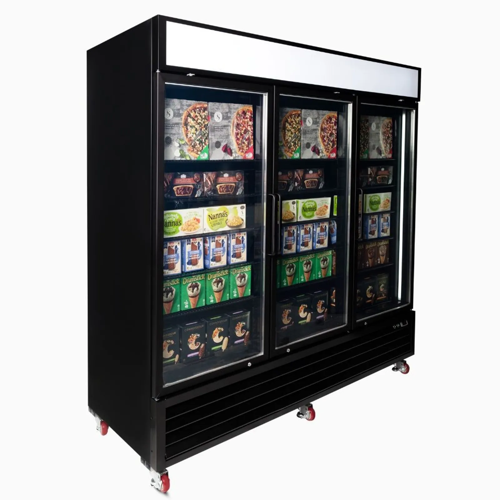 Bromic UF1980GDL-NR - Upright Display Freezer 1980L - 3 Door - Flat Glass - Lightbox