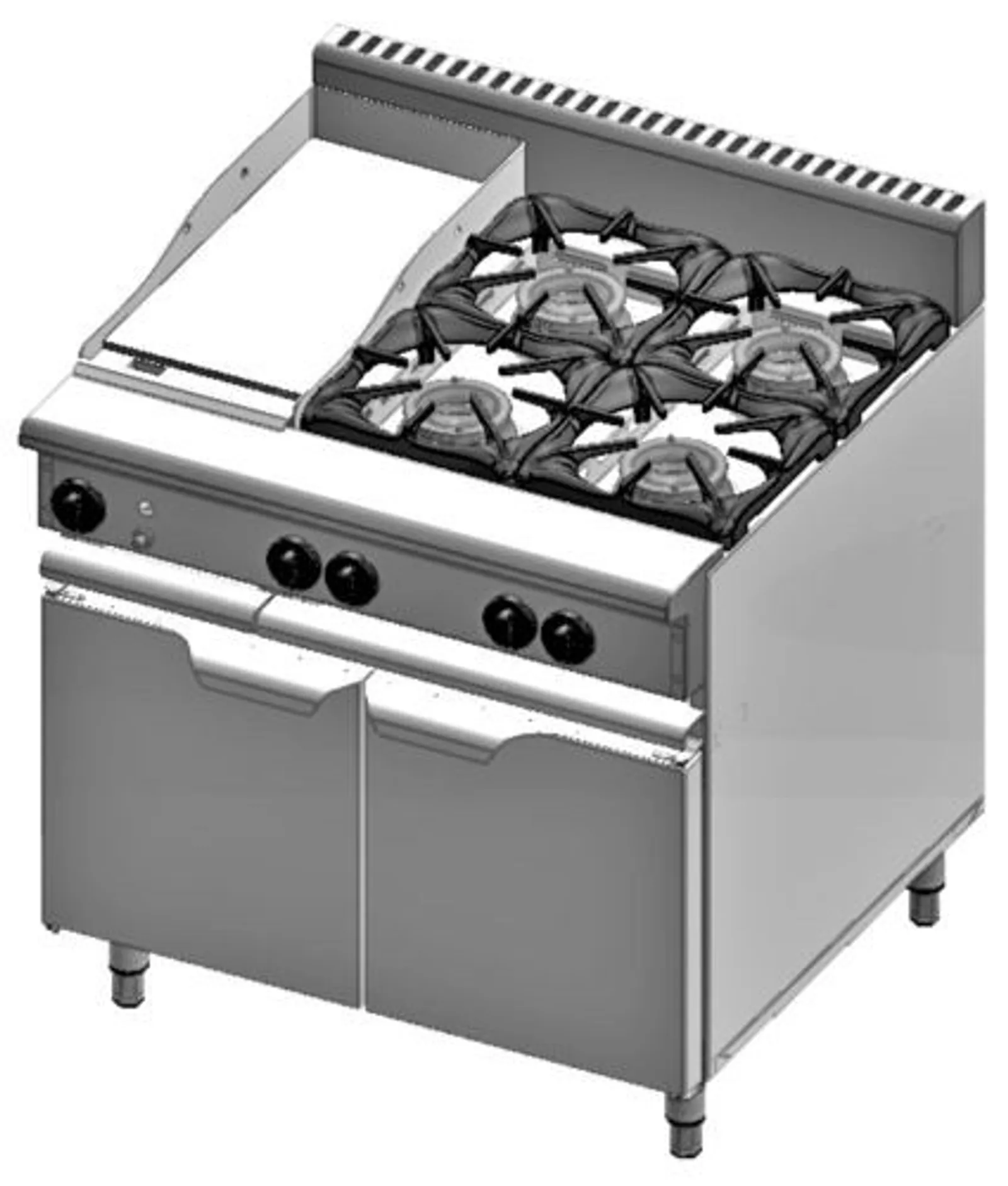 VERRO VOV-SB4-GRP3 Oven with 300mm Grill Plate & Four Open Burners