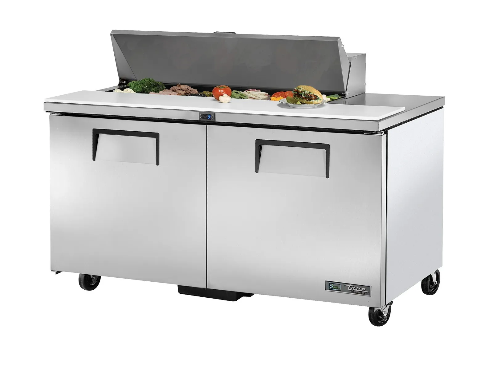 True Refrigeration TSSU-60-12-HC - Prep Table, 12x 1/6 Top Pans, 2 Solid Swing Doors