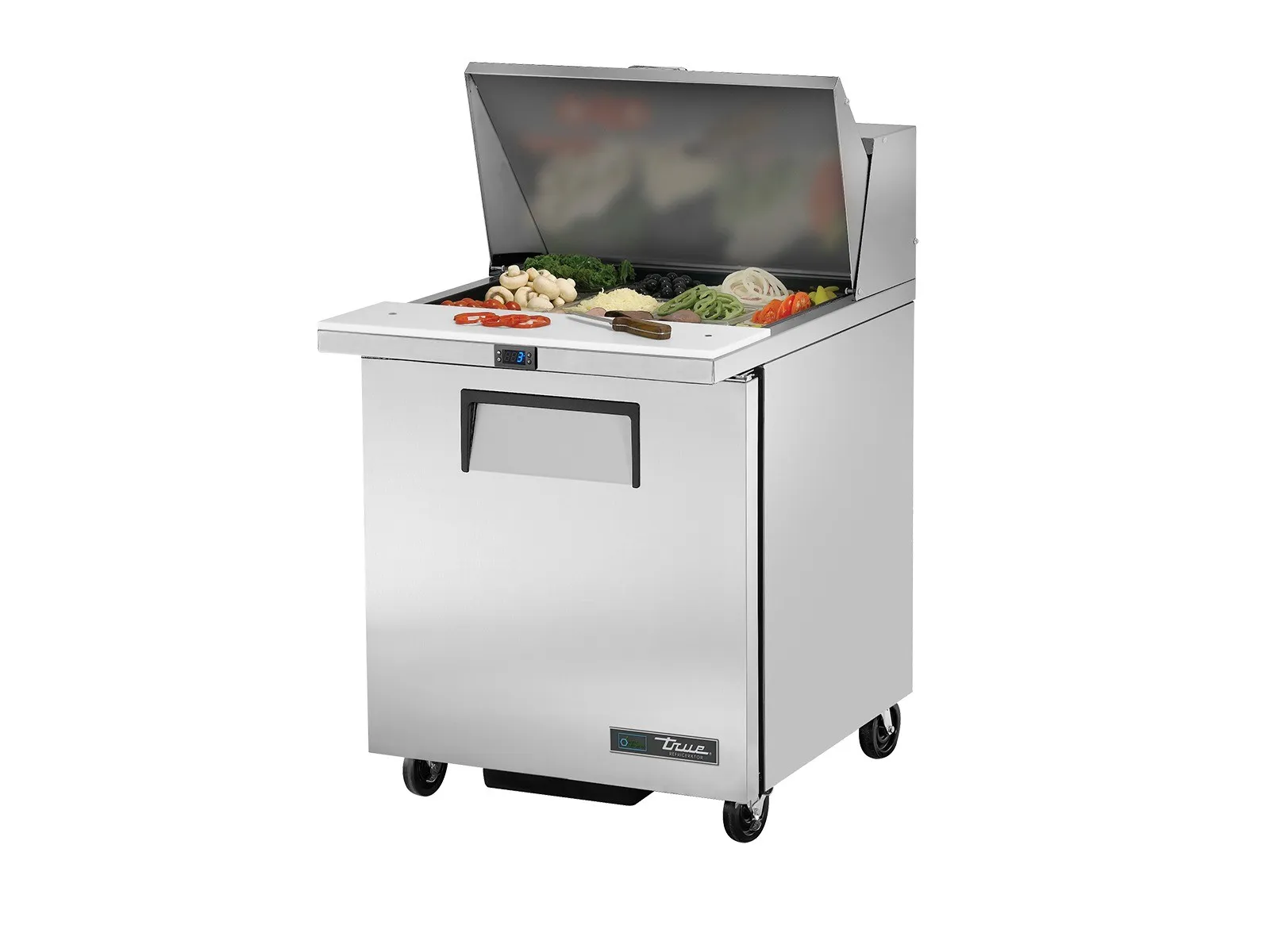 True Refrigeration TSSU-27-12M-C-HC - Prep Table, 12x 1/6 Top Pans, 1 Solid Swing Door