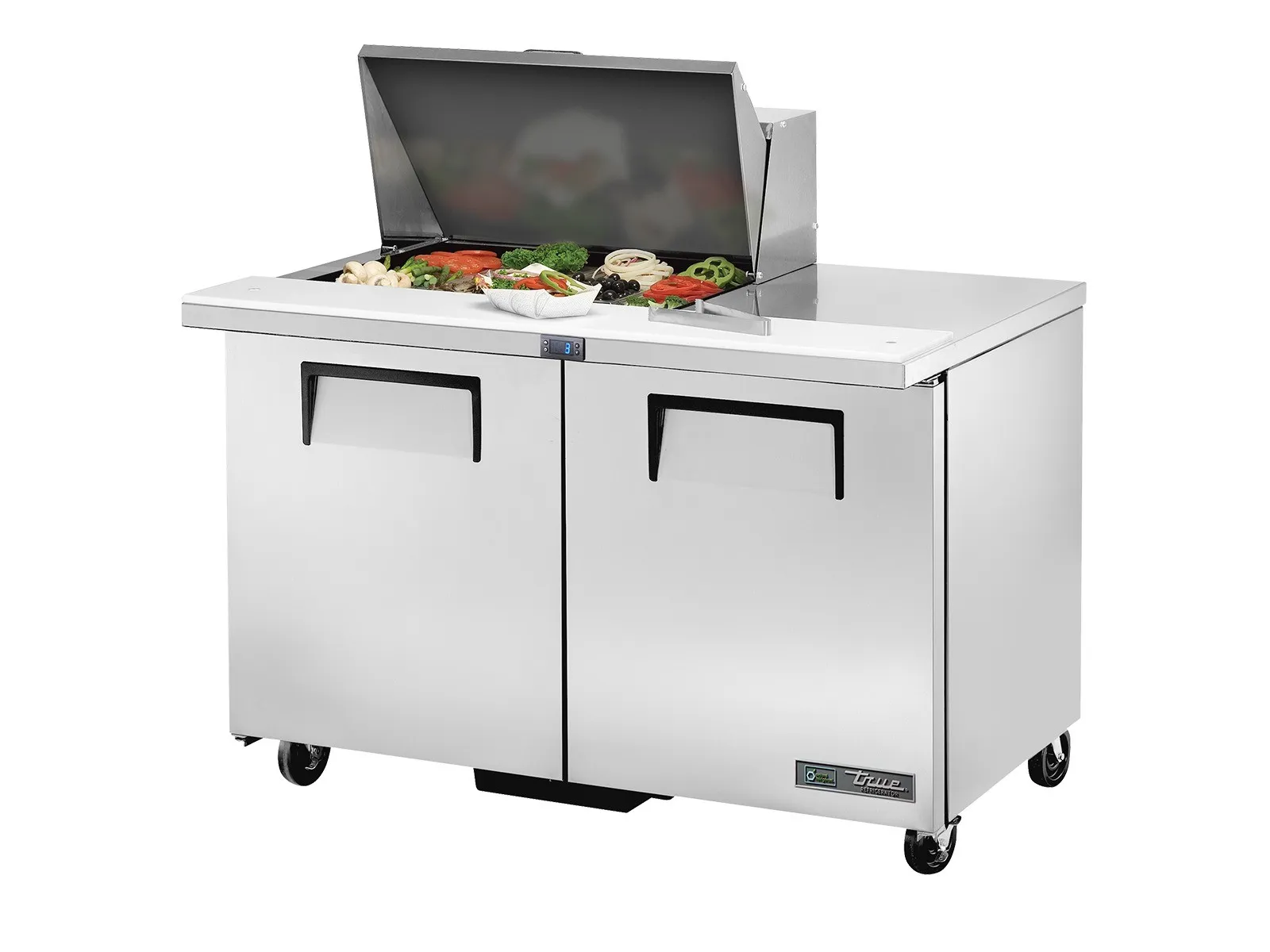 True Refrigeration TSSU-48-12M-B-HC - Prep Table, 12x 1/6 Top Pans, 2 Solid Swing Doors