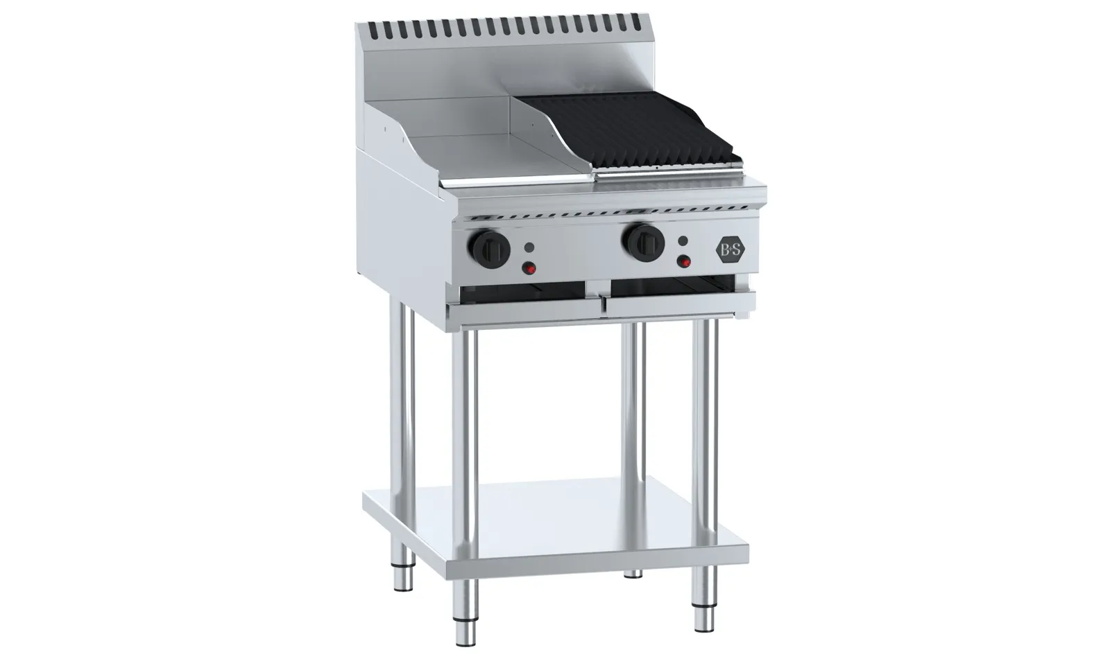 B&S BLACK BT-GRP3-CBR3 Combination 300mm Grill Plate & 300mm Char Broiler