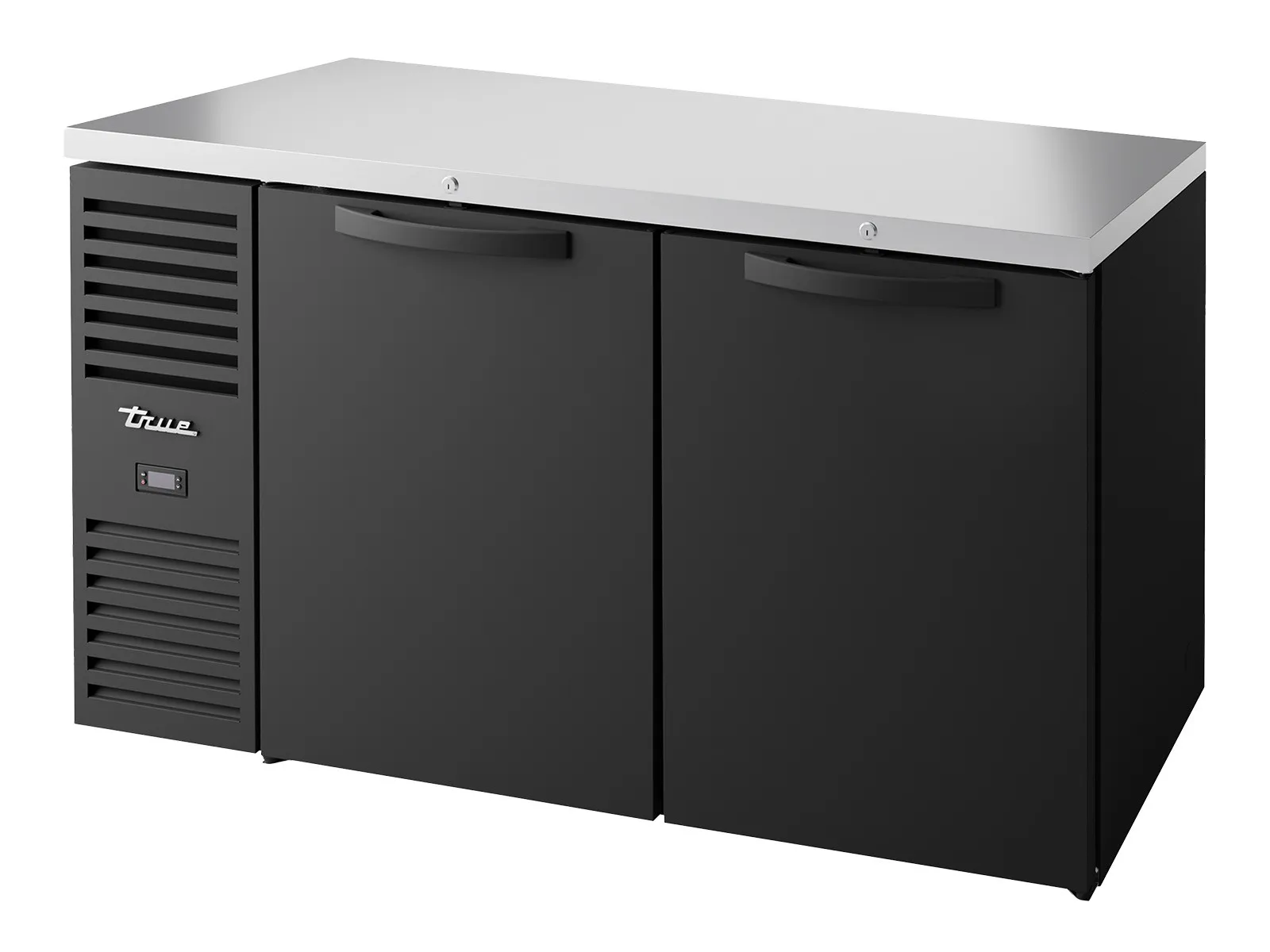 True Refrigeration TBR60-RISZ1-L-B-SS-2 - Bar Refrigerator, Black Ext, 2 Solid Swing Doors