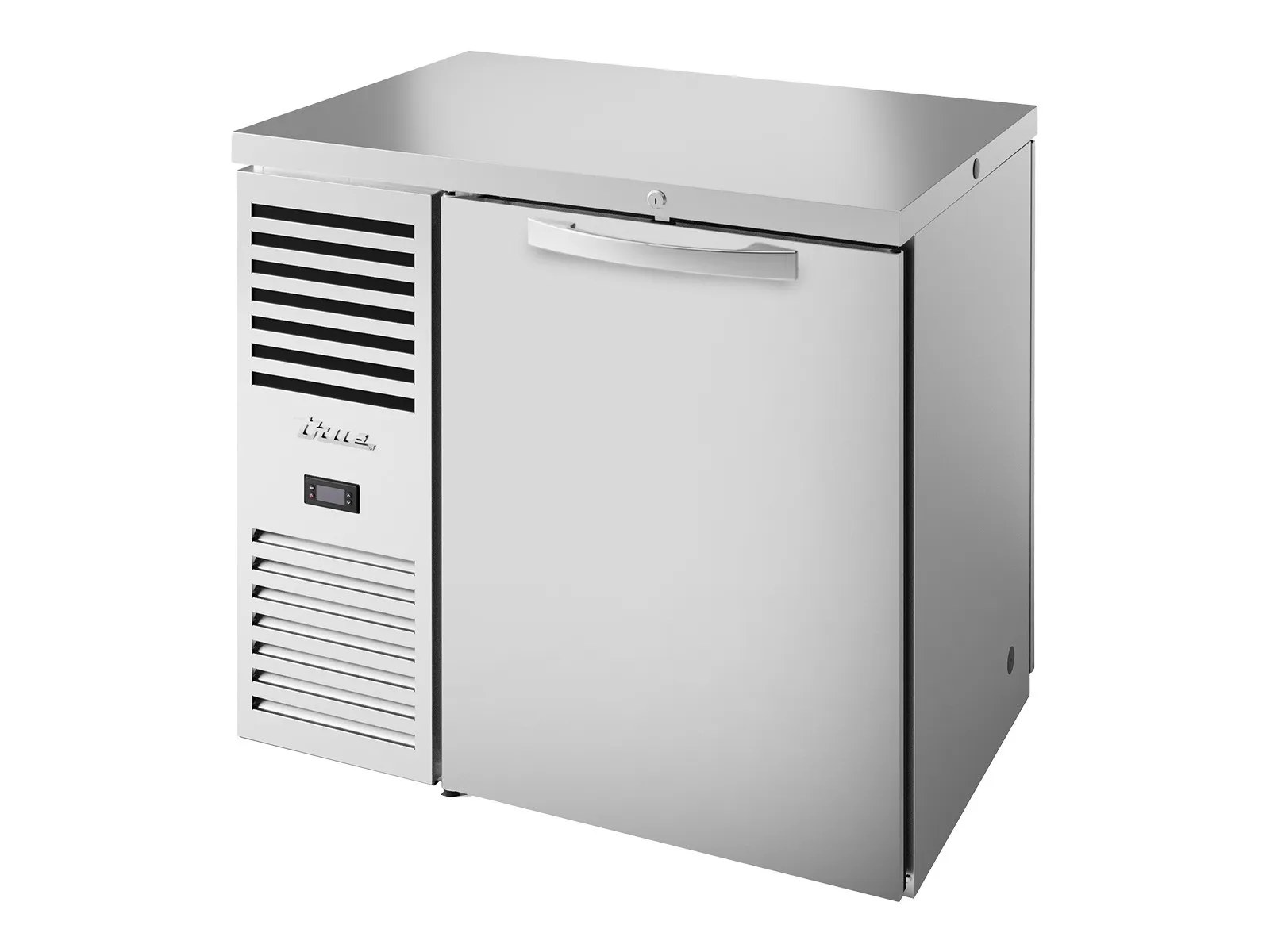 True Refrigeration TBR36-PTSZ1-L-S-S-S-2 - "Pass-Thru" Bar Refrigerator, Stainless Steel Ext, 1 Solid Swing Door Front, 1 Solid Swing Door Rear