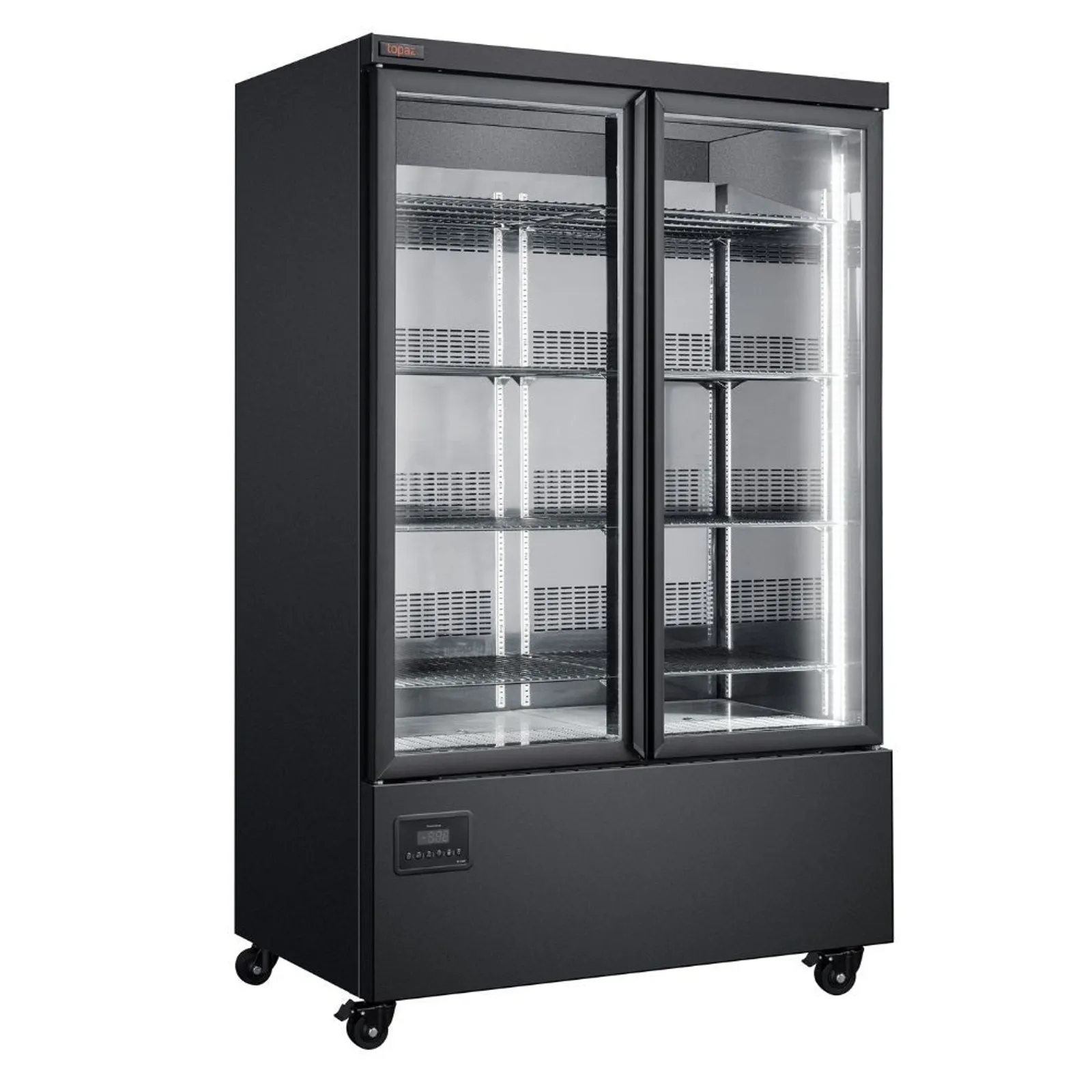 Williams HTB2GBHC Topaz - 2 Glass Doors Fridge - Black - Bottom Mount Motor