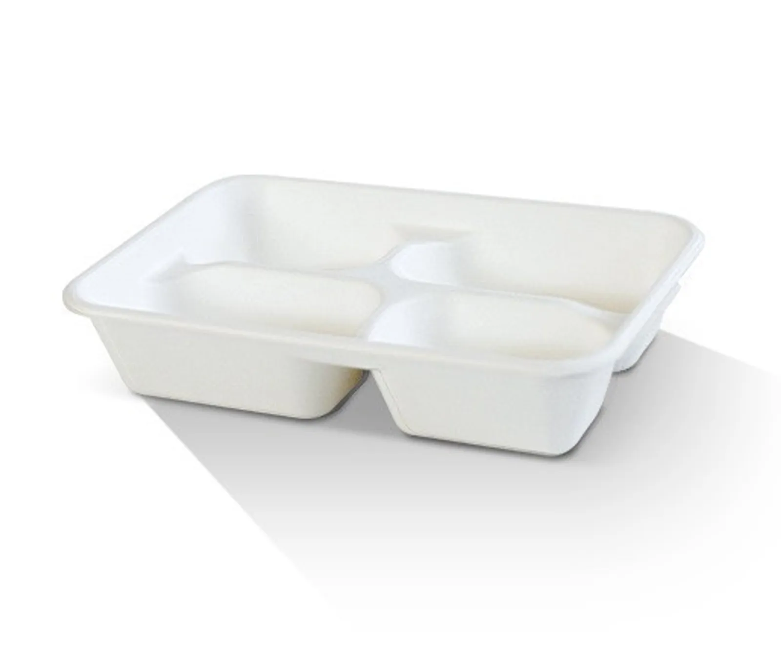 Pac Trading TR4 Sugarcane Tray / 4 Compartment 245 x 160 x 49.6mm CARTON
