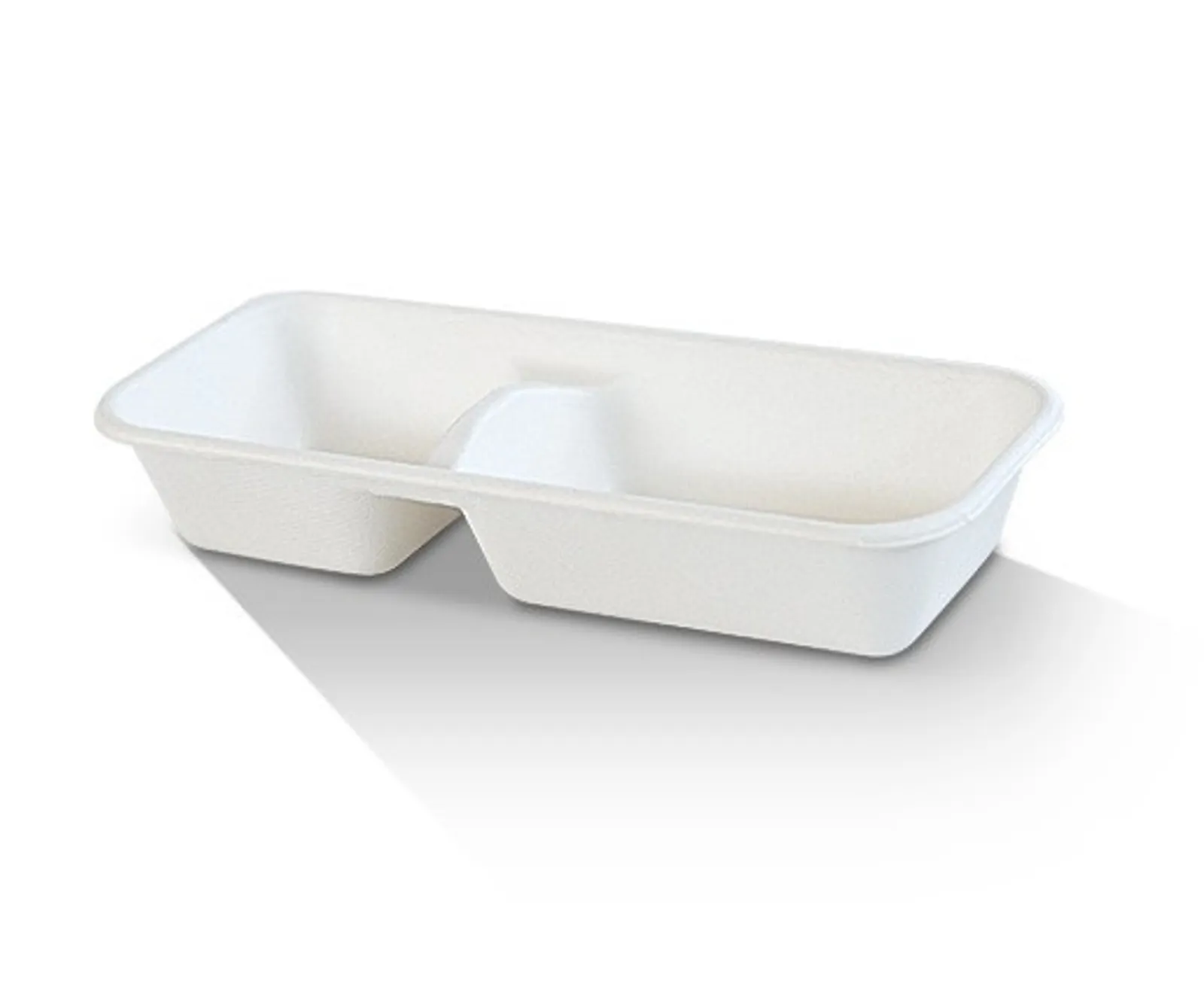 Pac Trading TR2 - Sugarcane Tray / 2 Compartment 261 x 111 x 46.8mm CARTON