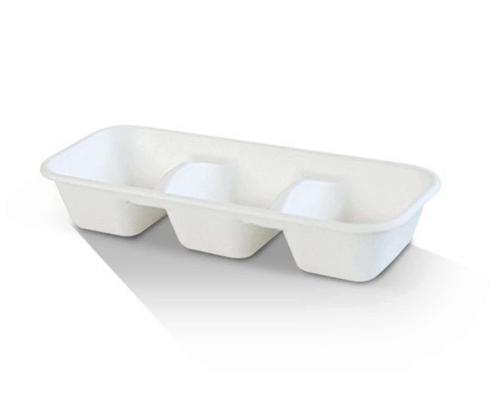 Pac Trading TR3 Sugarcane Tray / 3 Compartment 261 x 111 x 46.8mm CARTON