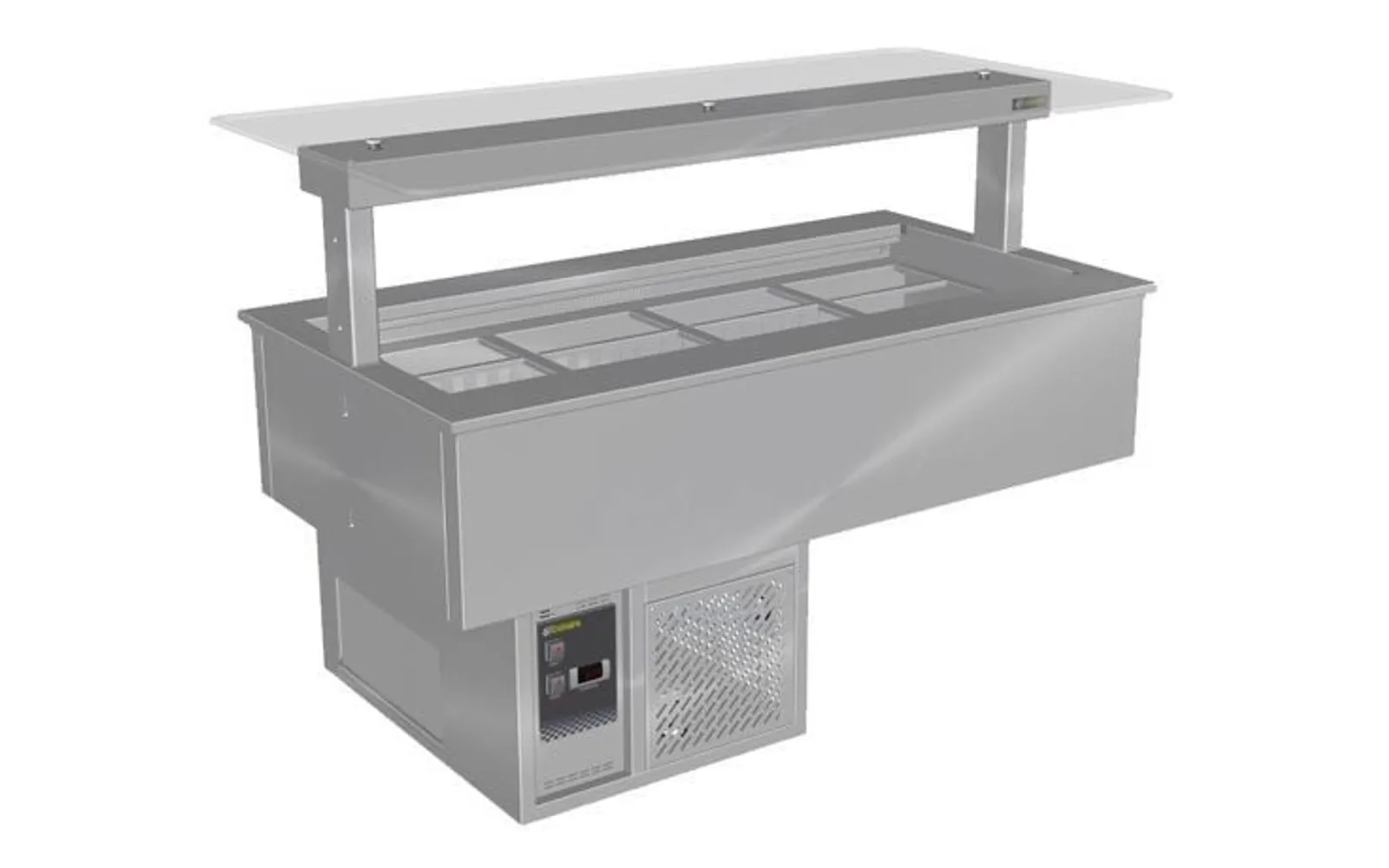 Culinaire CR.CWCF.D.GSF.5 Drop-In Refrigerated Cold Well With Flat Glass Gantry - Counter Line - Self Contained - 5Mod