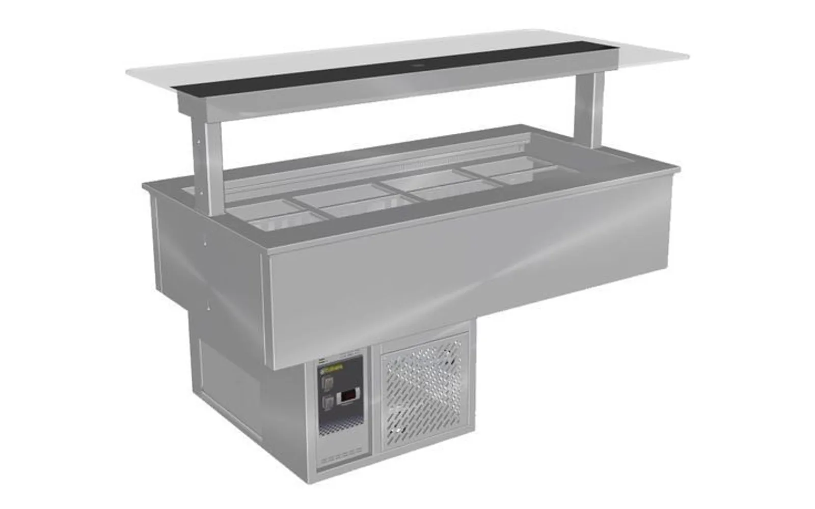 Culinaire CR.CWCF.D.GSB.7 Drop-In Refrigerated Cold Well With Flat Glass Gantry - Counter Line - Self Contained  - Black Centre - 7Mod