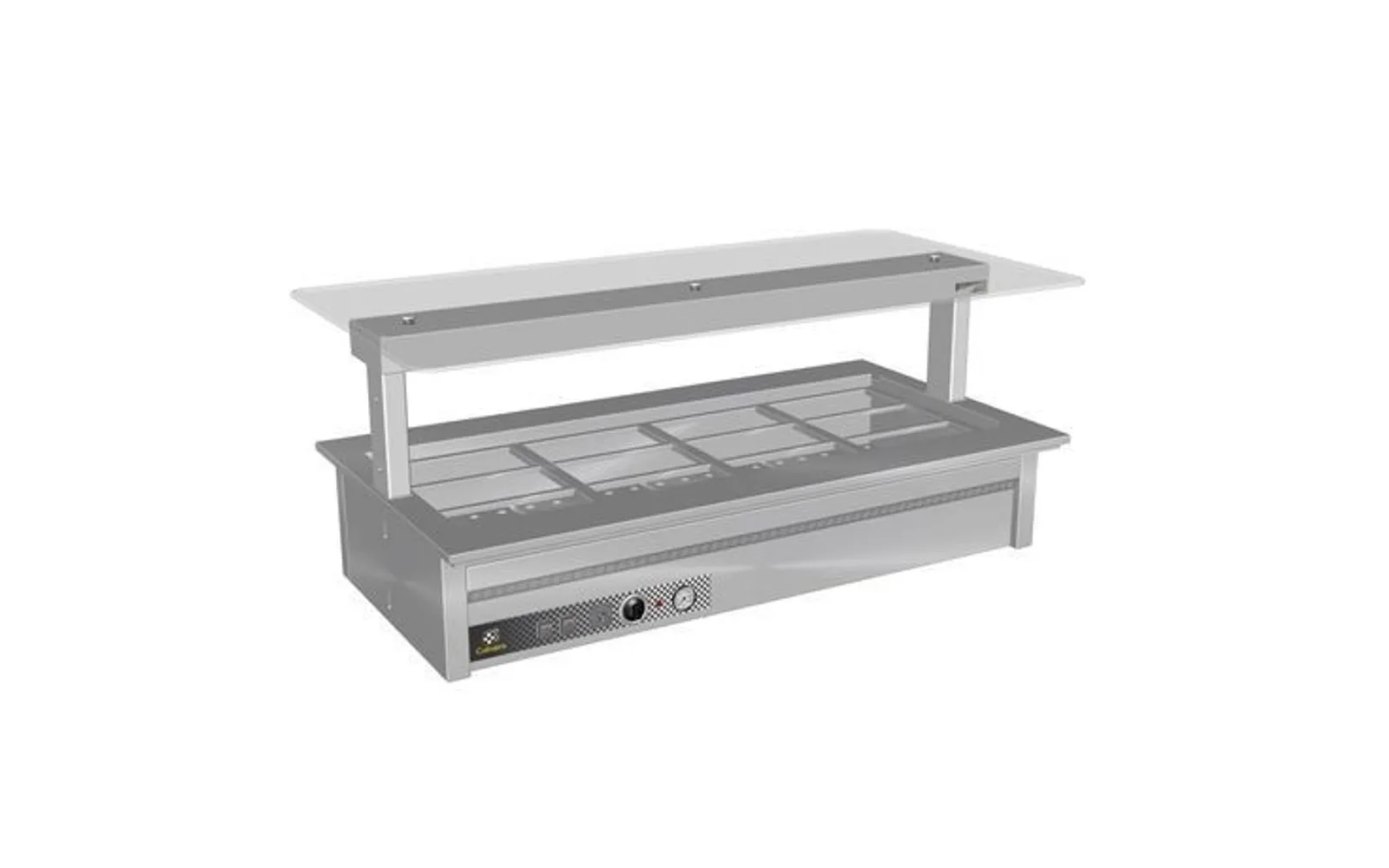 Culinaire CH.BMC.D.GSF.7 Drop In Counter Line Bain Marie With Flat Glass Gantry - 7Mod