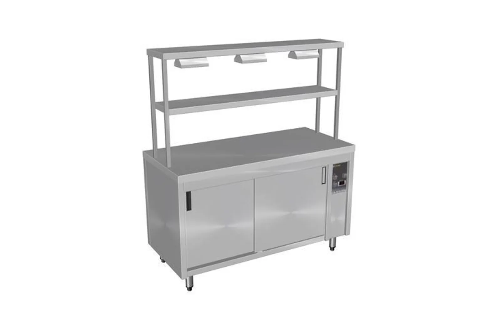 Culinaire CH.HC.I.GDT.4 - Island Hot Cupboard with Double Gantry and Heat Lamps to Top Shelf - 4Mod