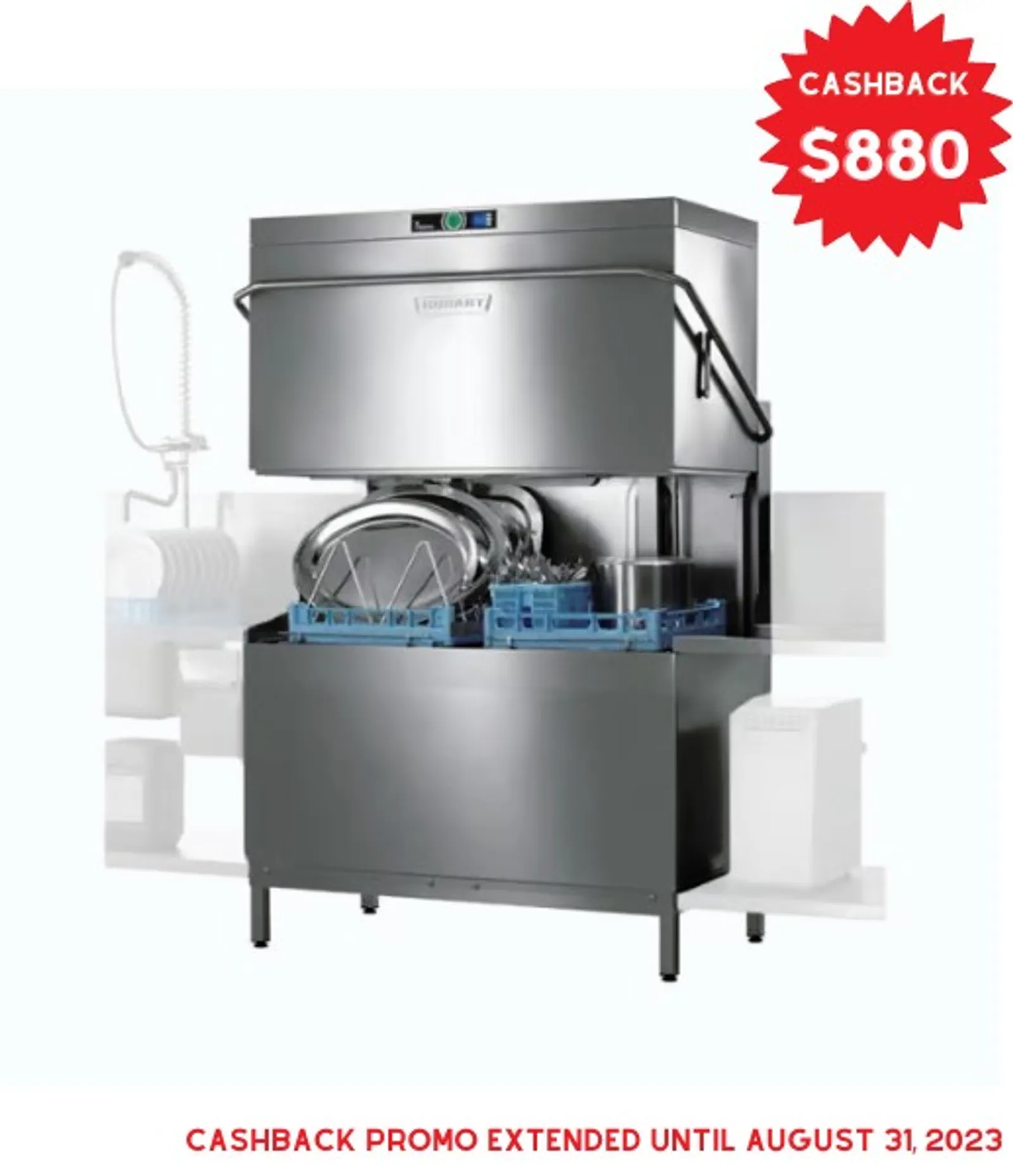 Hobart PREMAX AUPT Double Rack Hood-Type Dishwasher with ASR