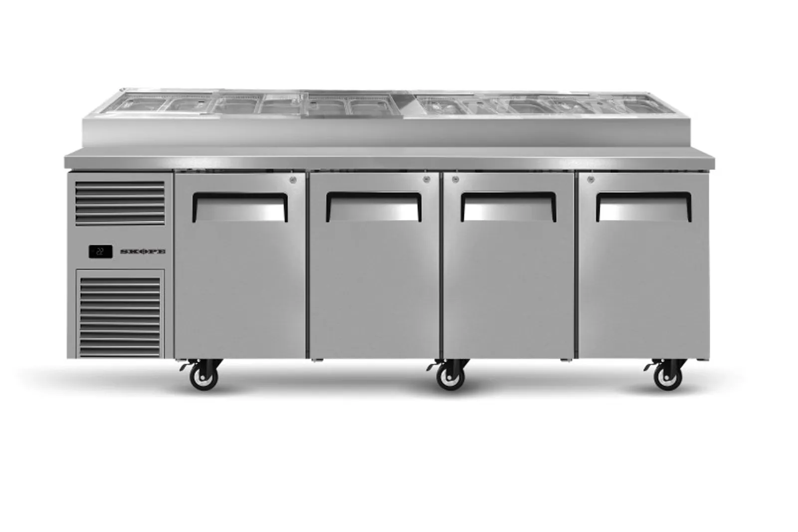 Skope ReFlex RF8.PPZ.4.SD - 4 Solid Door GN Compatible Pizza Preparation Fridge