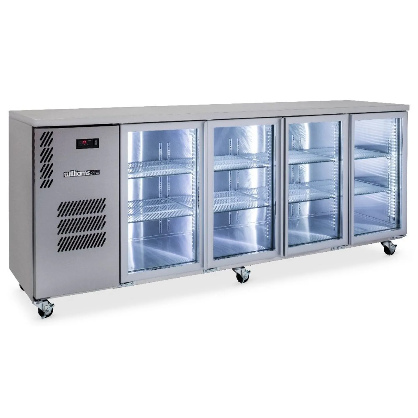Williams HC4UGSHC Cameo - 4 Glass Door Back Bar Fridge, Stainless Steel
