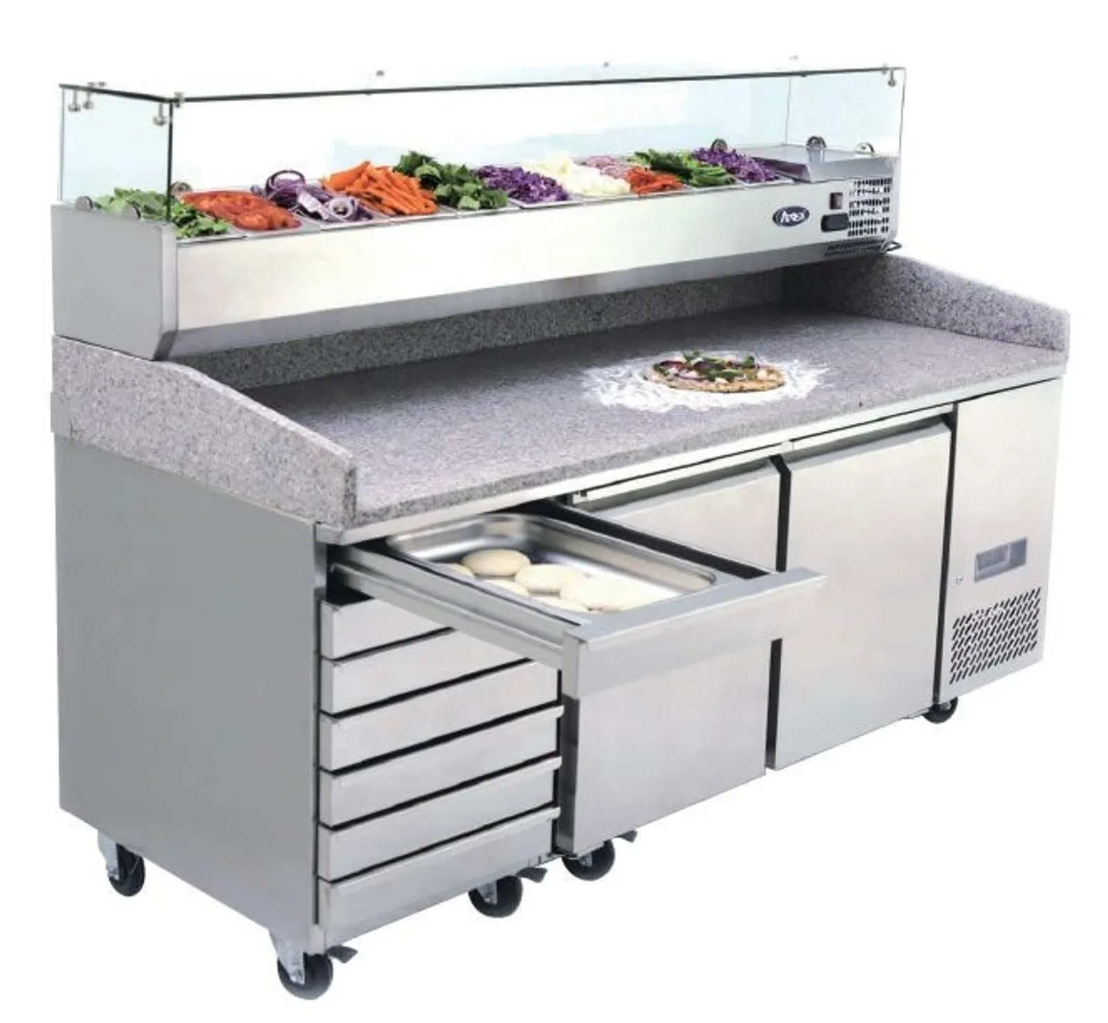 Atosa EPF3480 - 2 Door Pizza Table Fridge with Drawers