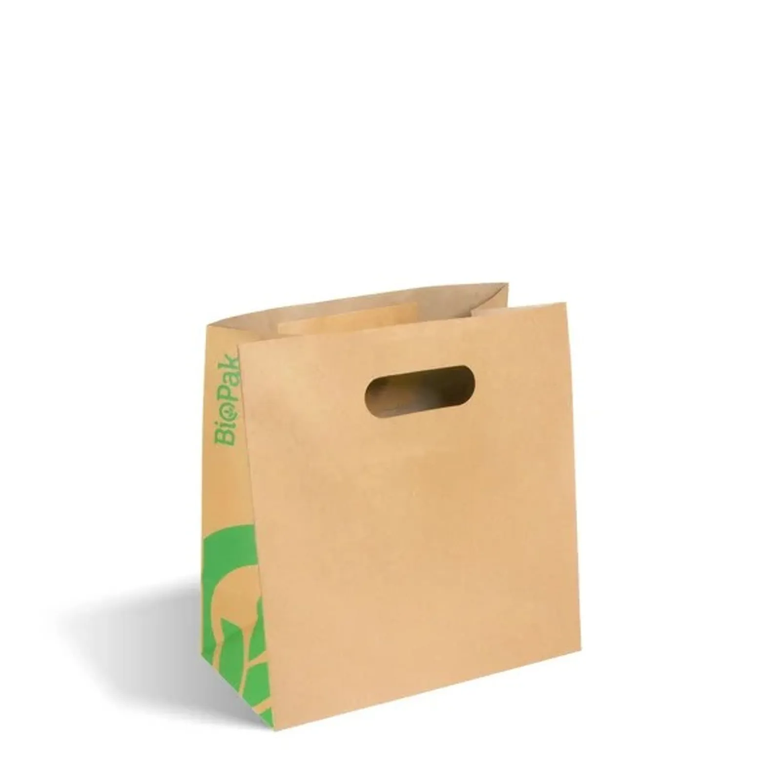 BioPak BAG-TA-D-SMALL - Small Die Cut Handle Kraft Paper Bag