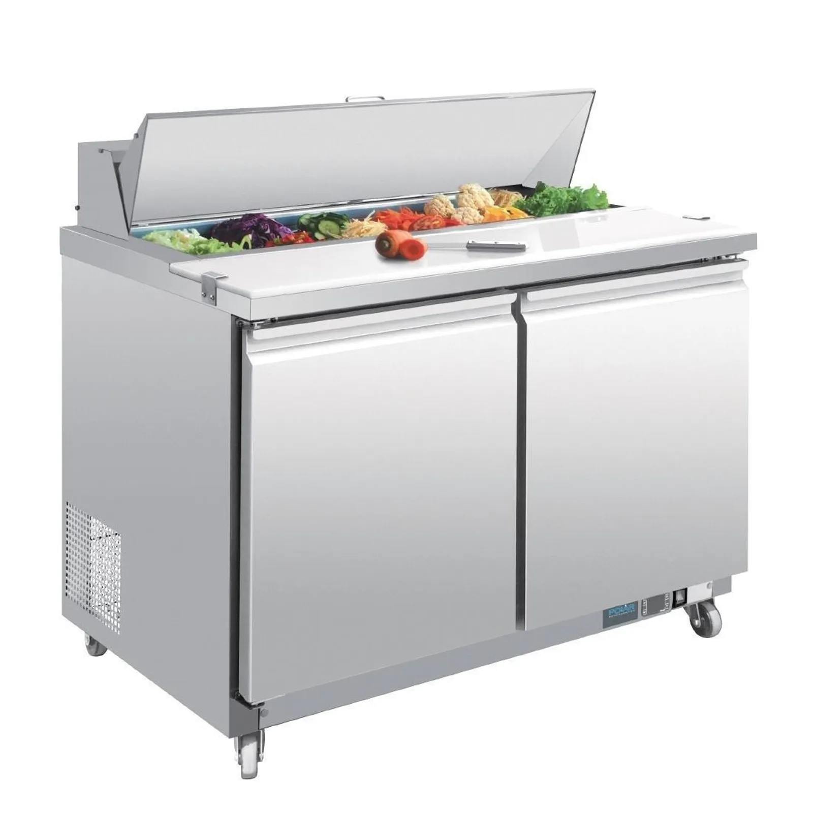 Polar GD882-A U-Series - Double Door Prep Counter Fridge 405Ltr