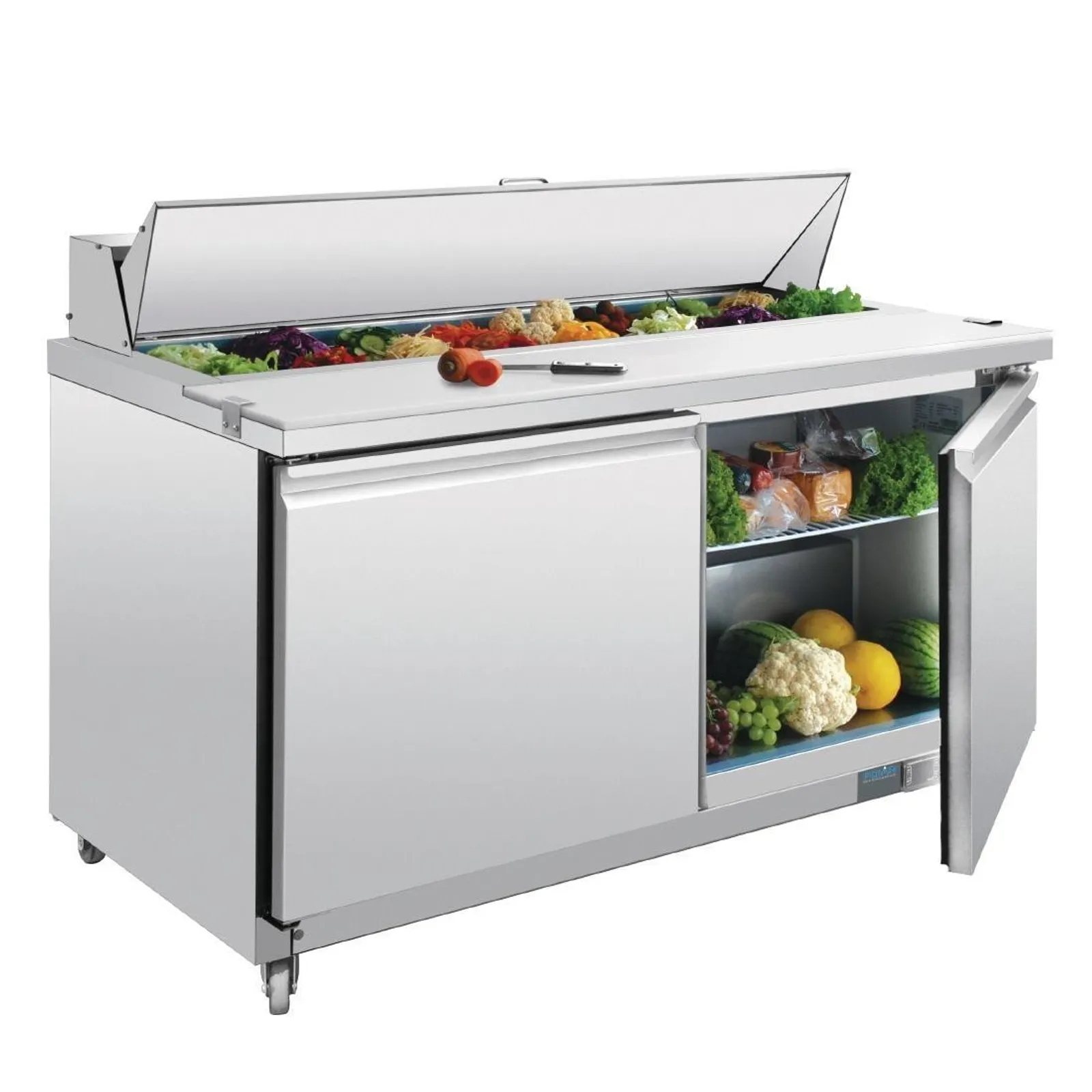 Polar GD883-A U-Series - Double Door Prep Counter Fridge 527Ltr