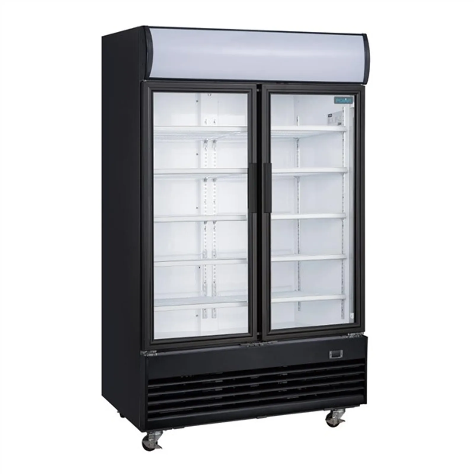 Polar GM813-A - Upright Hinged Door Display Cooler with Light Box 950Ltr Black