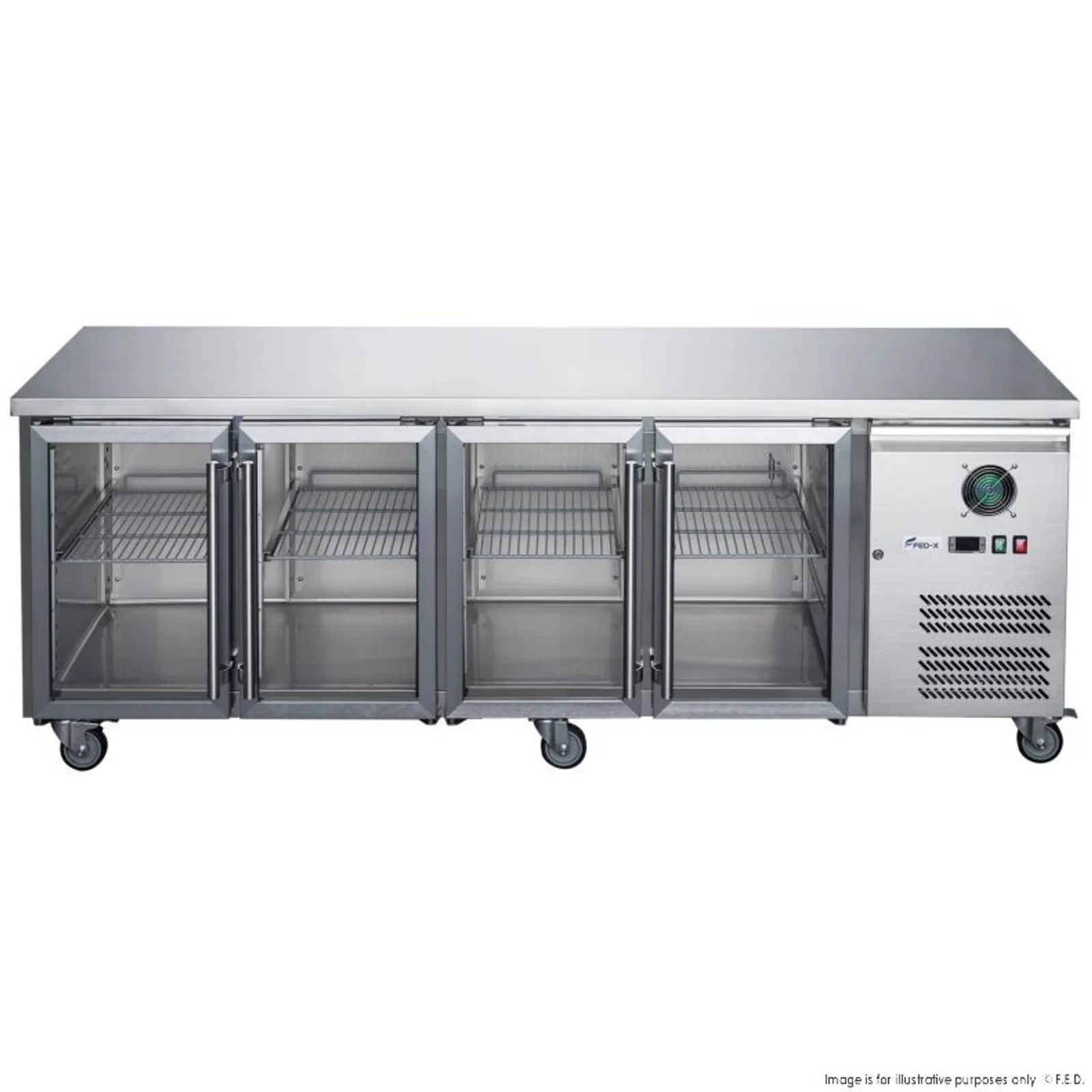 FED-X XUB7C22G4V - 4 Glass Door Bench Fridge