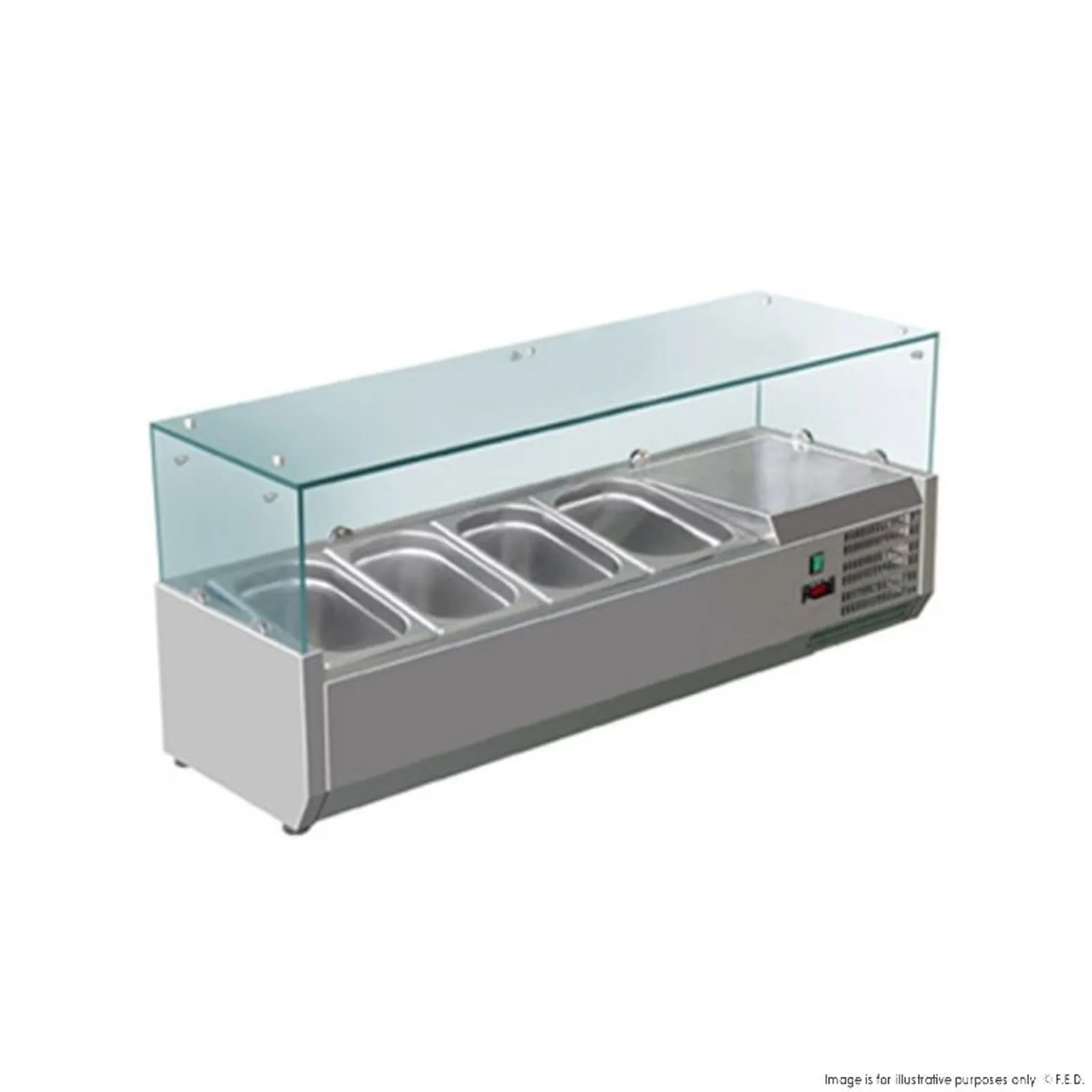 FED-X XVRX1200/380 - Flat Glass Salad Bench 4x1/3GN