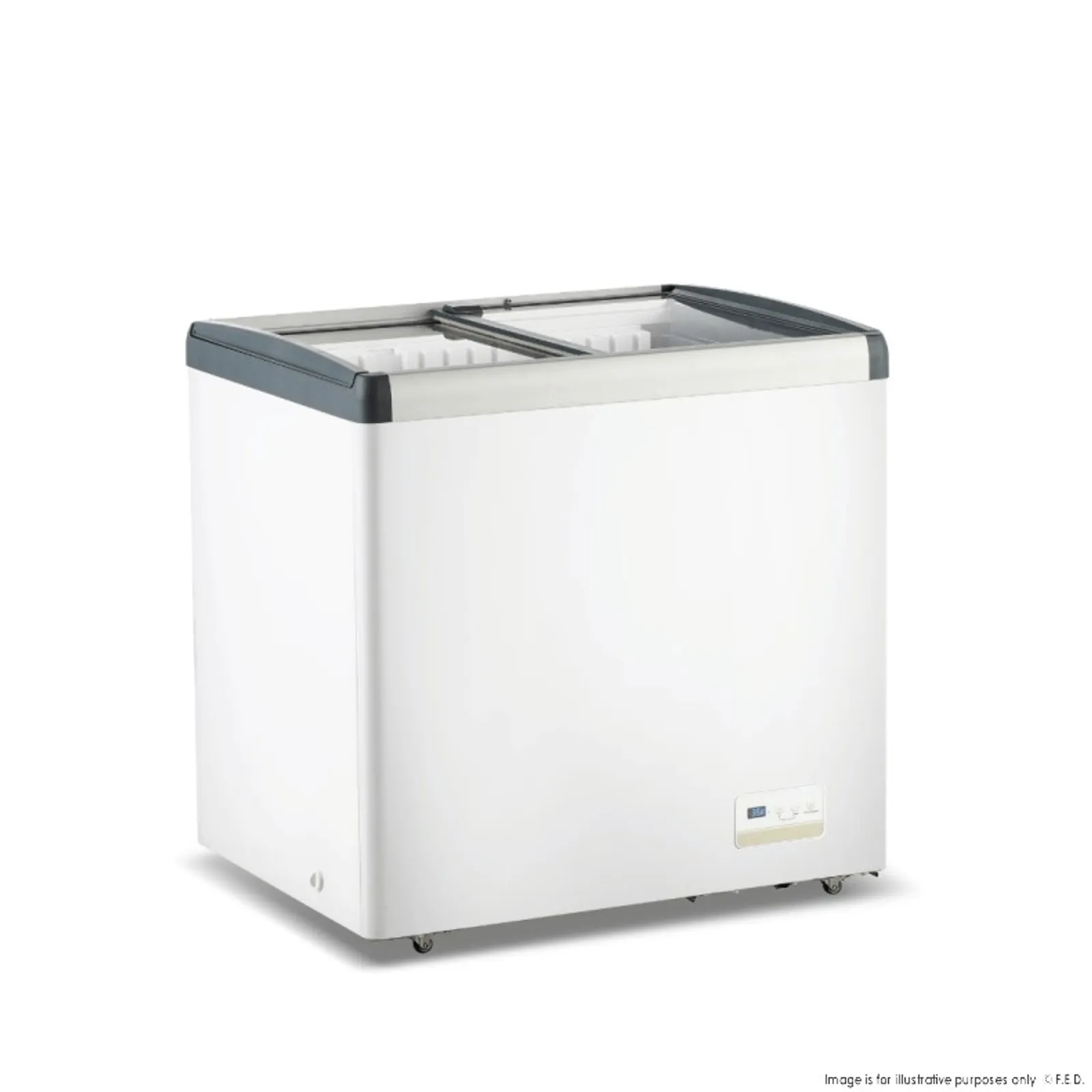 Thermaster WD256G - 256L Chest Freezer with Flat Glass Sliding Lids