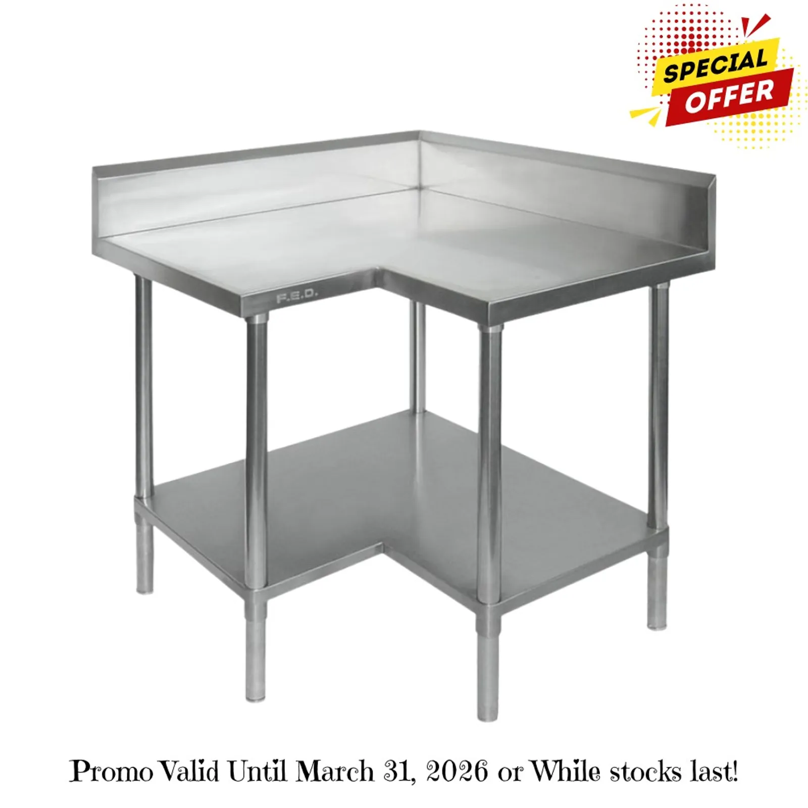 Modular Systems WBCB7-0900/A - Corner Workbench, 150mm Splashback & Undershelf