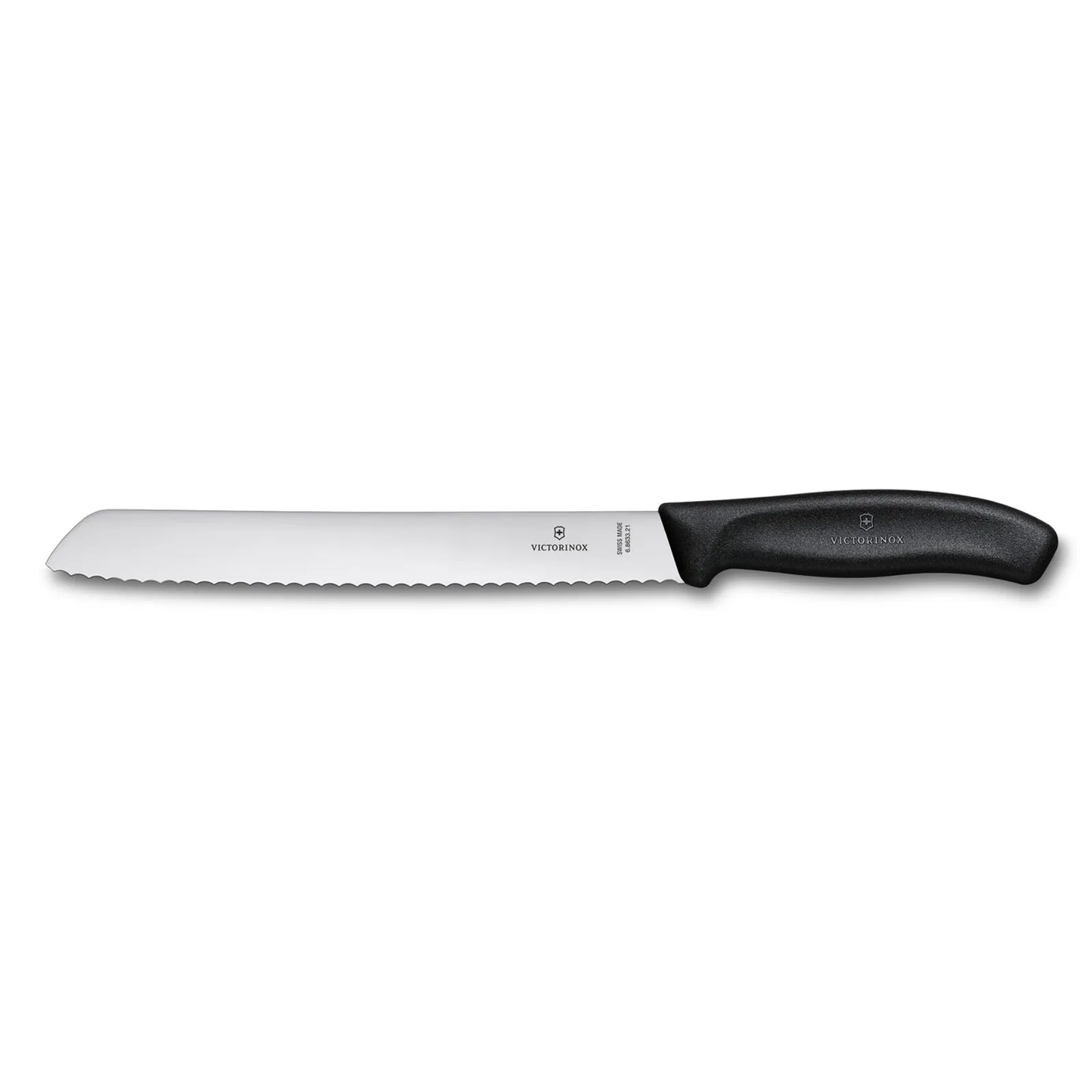 Victorinox 6.8633.21G - Bread Knife, 21cm, Wavy Edge Blade, Classic, Black, Gift Boxed