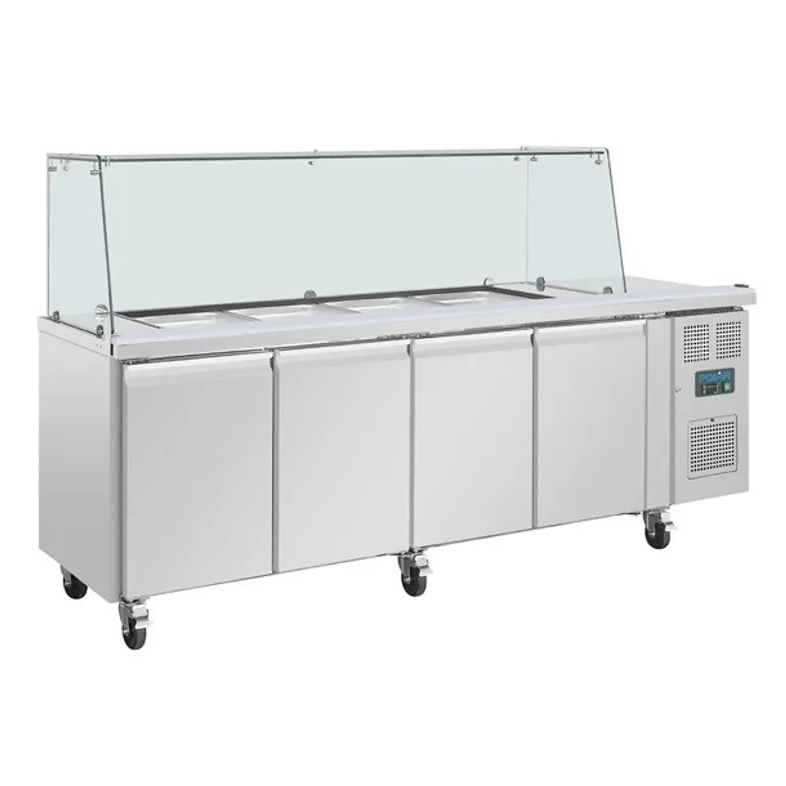 Polar UA019-A - GN Saladette Counter with Square Sneeze Guard 4 Door