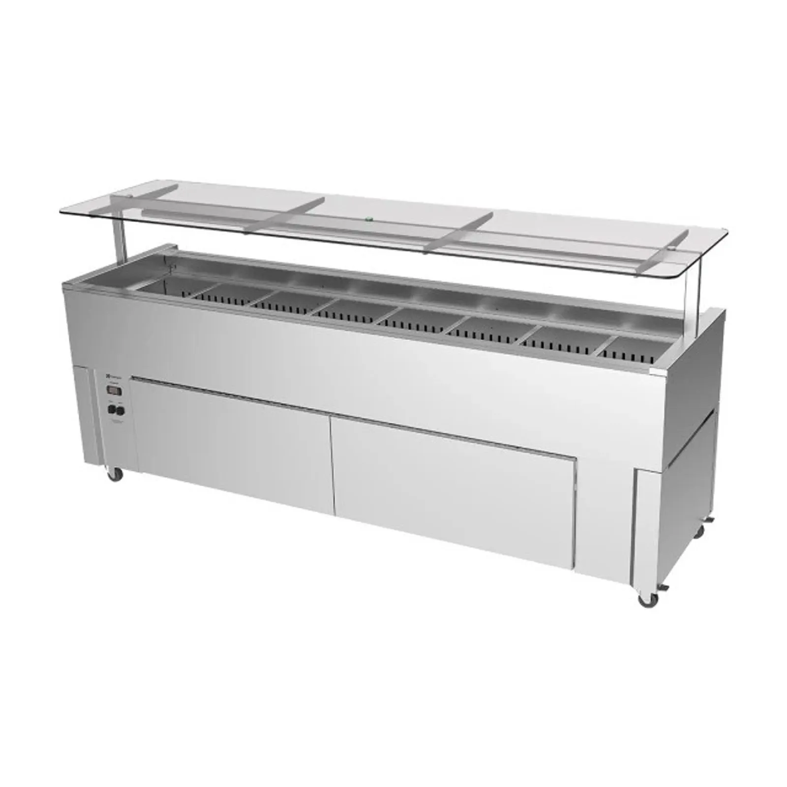 Culinaire CR.IB.CLCBF.GCP.6 Mobile Island Buffet with Perspex Gantry- Refrigerated - Chillair Heavy Duty - 6Mod
